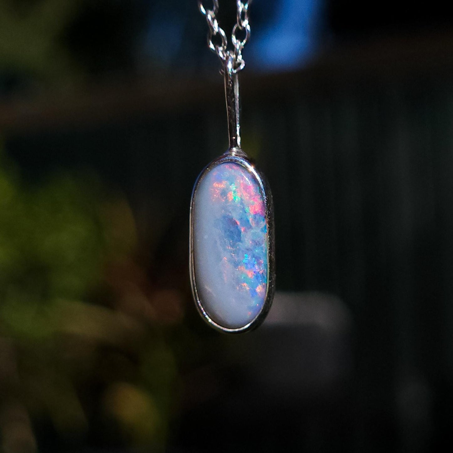 BLUSH | Sterling silver Coober Pedy opal necklace/ / crystal opal/ opal doublet/ minimalist jewelry/ coastal gem/ opal jewelry
