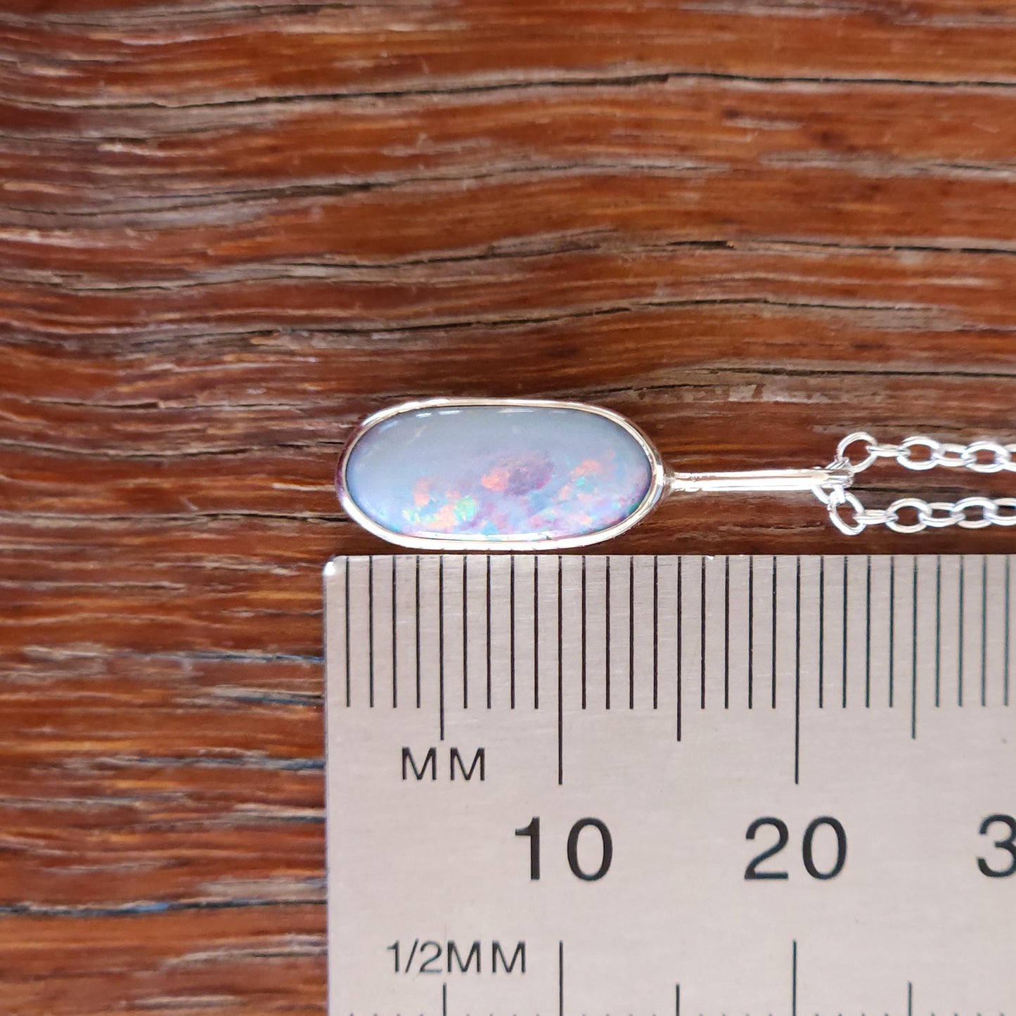 BLUSH | Sterling silver Coober Pedy opal necklace/ / crystal opal/ opal doublet/ minimalist jewelry/ coastal gem/ opal jewelry