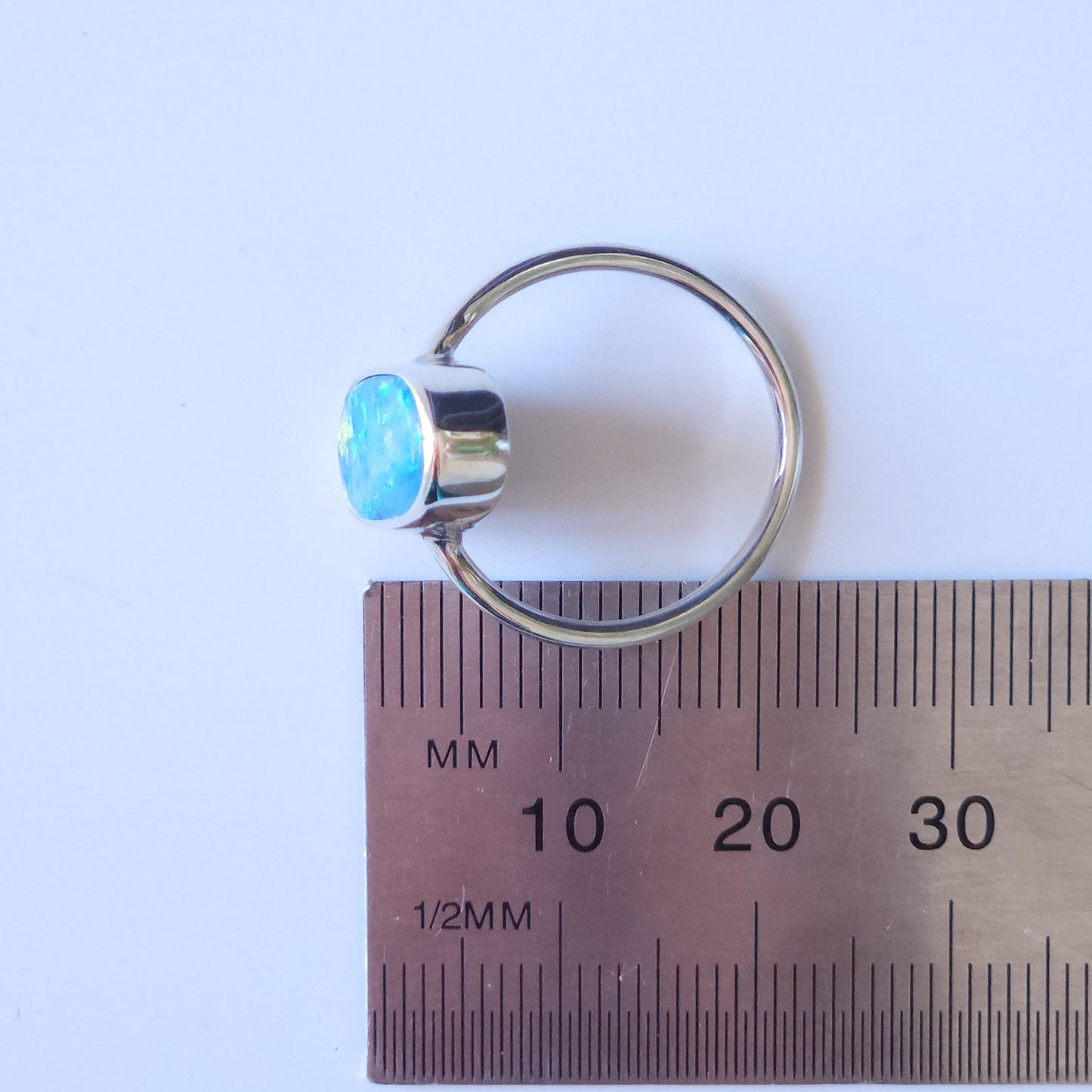 Coober Pedy opal doublet ring / SIZE US 7, Silver opal ring/ dainty Australian opal ring/ Coober Pedy opal / Firey opal/ crystal opal