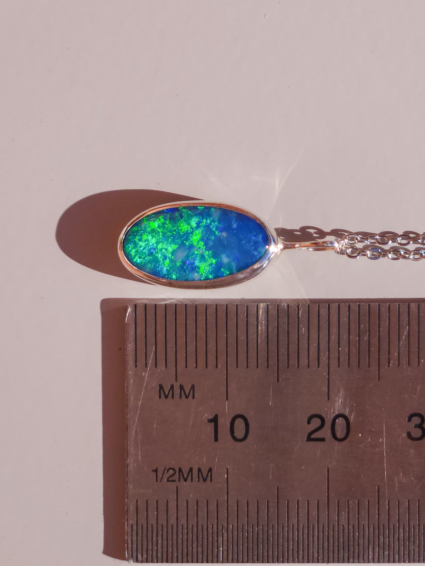 ELARA | Australian opal doublet necklace / Solid Sterling Silver/ Coober Pedy opal/ statement jewelry / minimalist jewelry