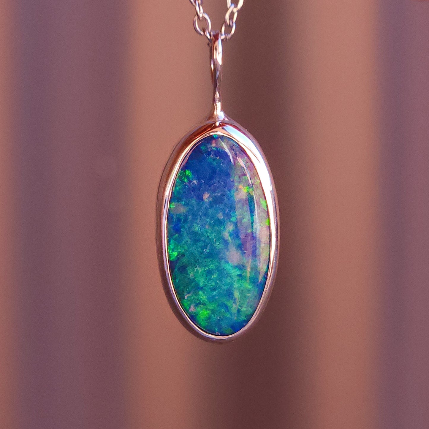 ELARA | Australian opal doublet necklace / Solid Sterling Silver/ Coober Pedy opal/ statement jewelry / minimalist jewelry