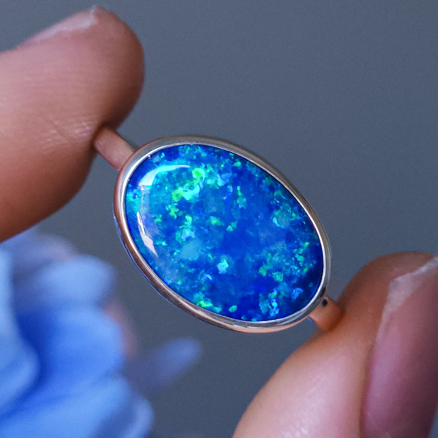 LIORA | Coober Pedy opal ring / Size 8 / Australian Crystal opal doublet / Minimalist ring / dainty jewelry