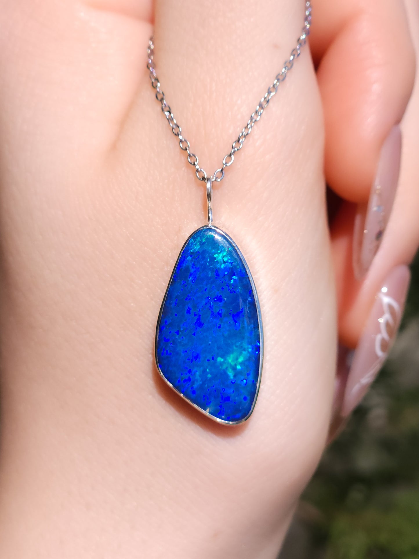 LIANA | Australian opal doublet necklace / Solid Silver/ Coober Pedy opal/ statement jewelry / minimalist jewelry