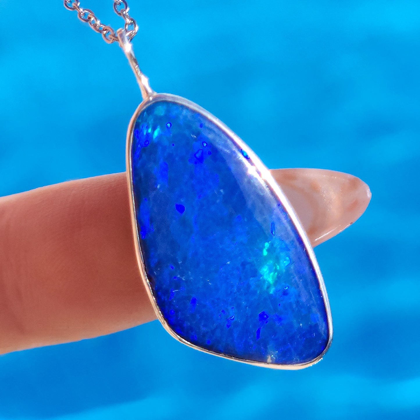 LIANA | Australian opal doublet necklace / Solid Silver/ Coober Pedy opal/ statement jewelry / minimalist jewelry