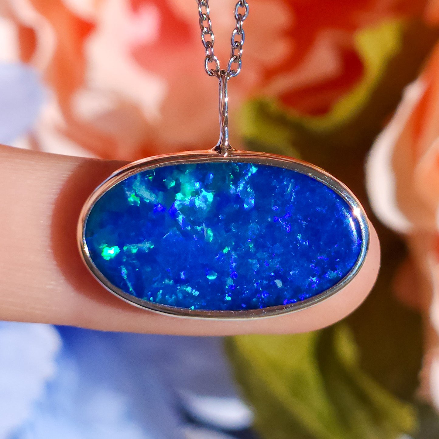 COASTAL | Australian opal doublet necklace / Solid Silver/ Coober Pedy opal/ statement jewelry / minimalist jewelry