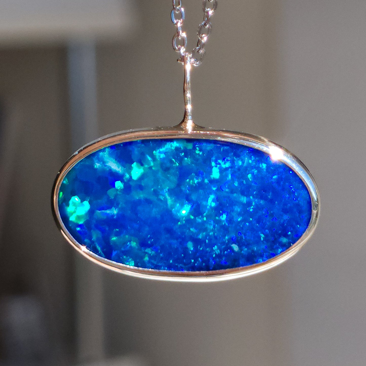 COASTAL | Australian opal doublet necklace / Solid Silver/ Coober Pedy opal/ statement jewelry / minimalist jewelry