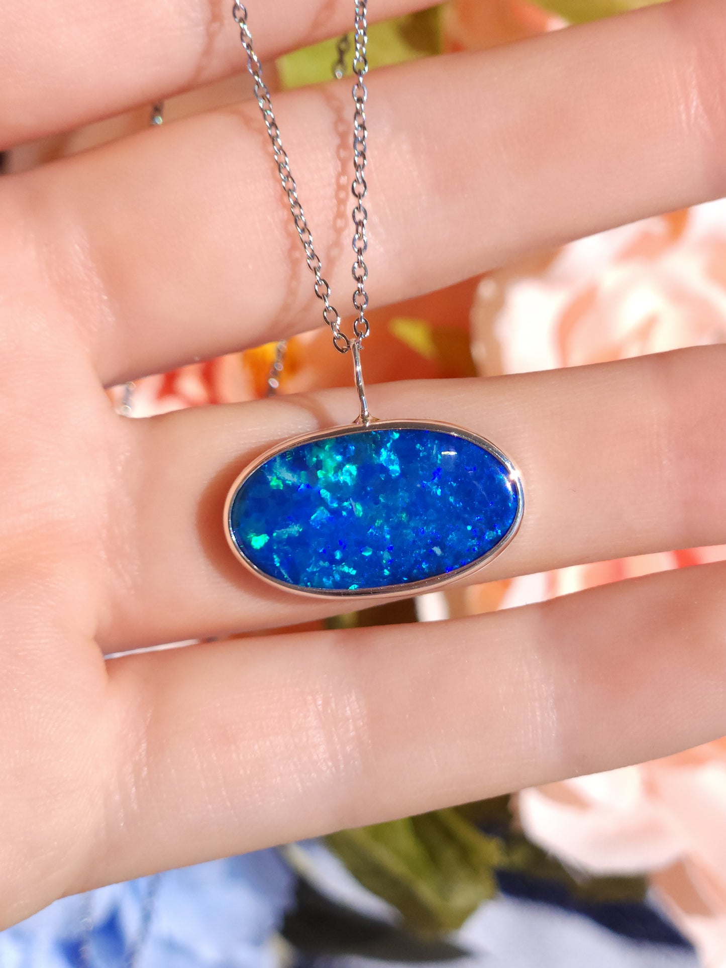 COASTAL | Australian opal doublet necklace / Solid Silver/ Coober Pedy opal/ statement jewelry / minimalist jewelry