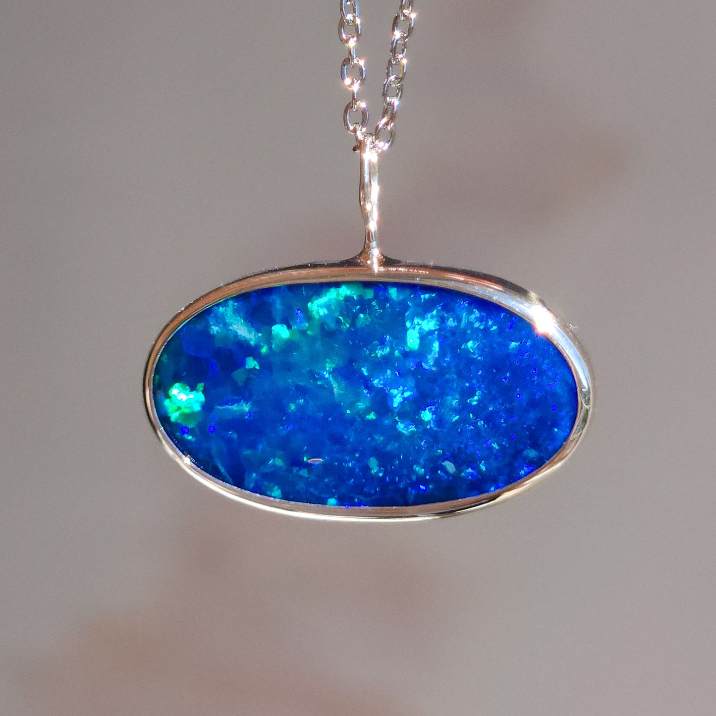 COASTAL | Australian opal doublet necklace / Solid Silver/ Coober Pedy opal/ statement jewelry / minimalist jewelry