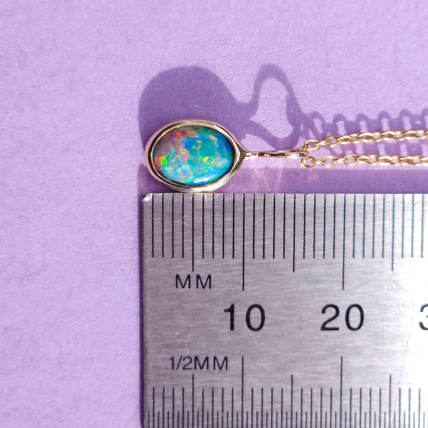 GOLDEN | 14K Gold Coober Pedy opal doublet necklace/ crystal opal/ minimalist jewelry/ pink rainbow opal