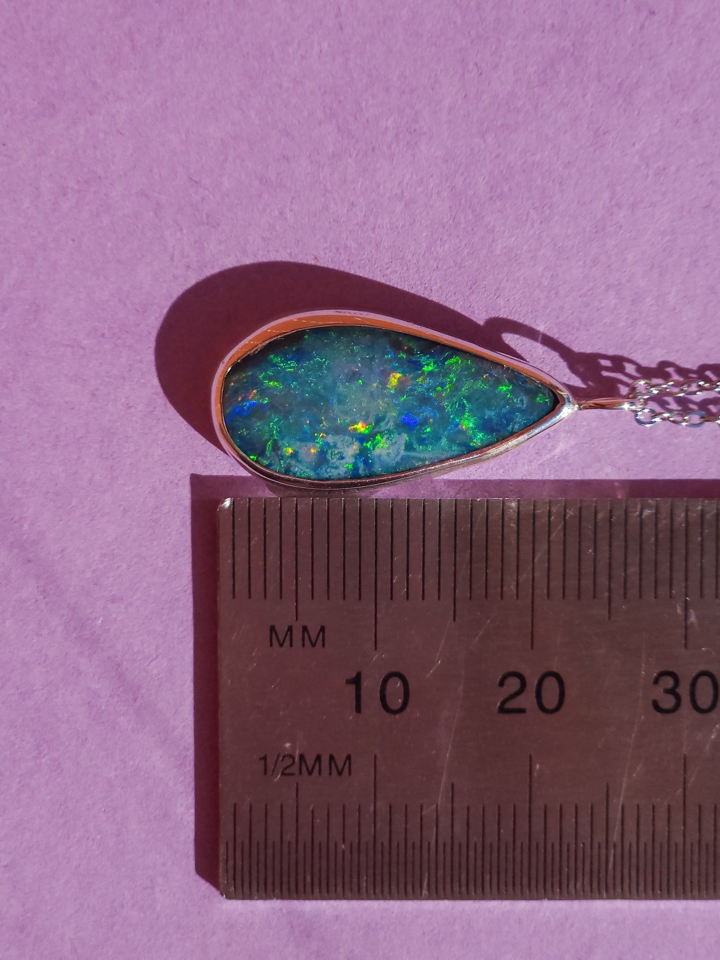 MERCY | Australian opal doublet necklace/ Coober Pedy opal/ Silver opal pendant/ minimalist jewelry