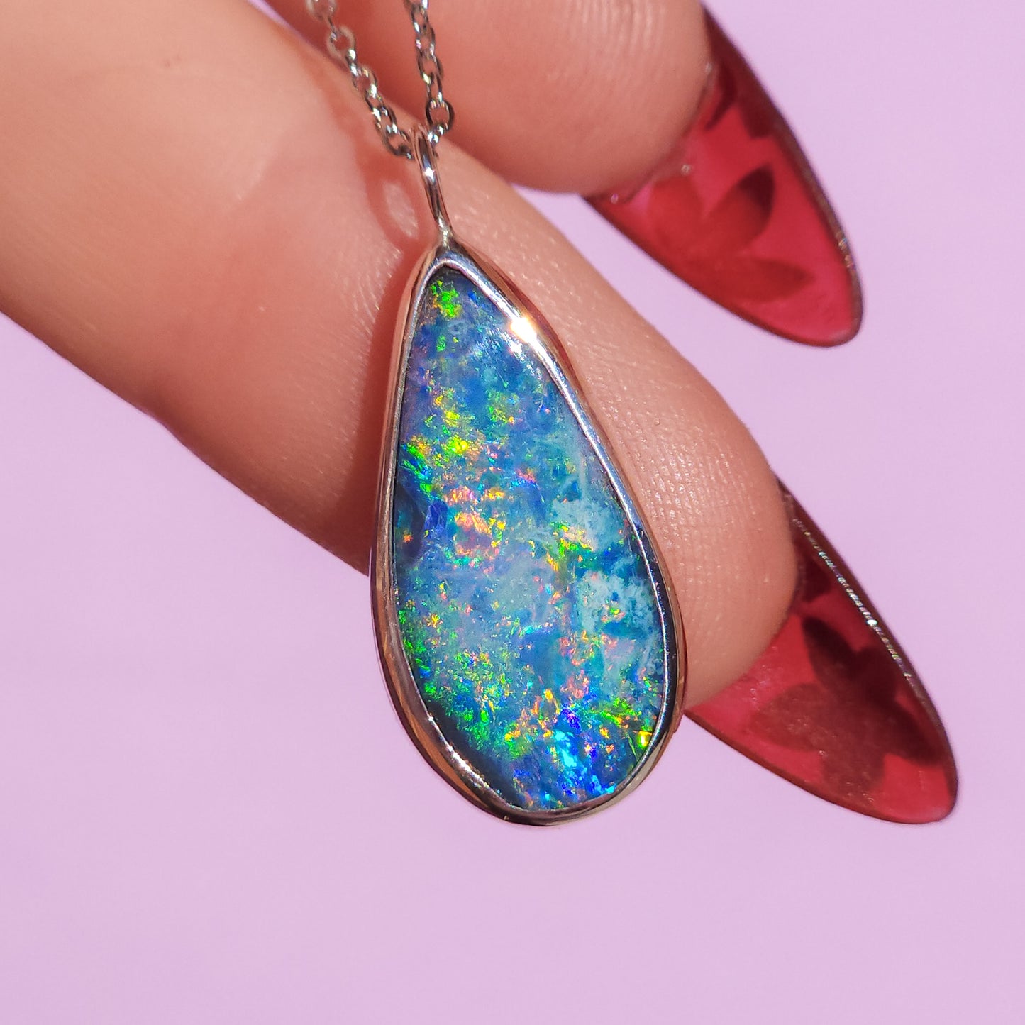 MERCY | Australian opal doublet necklace/ Coober Pedy opal/ Silver opal pendant/ minimalist jewelry