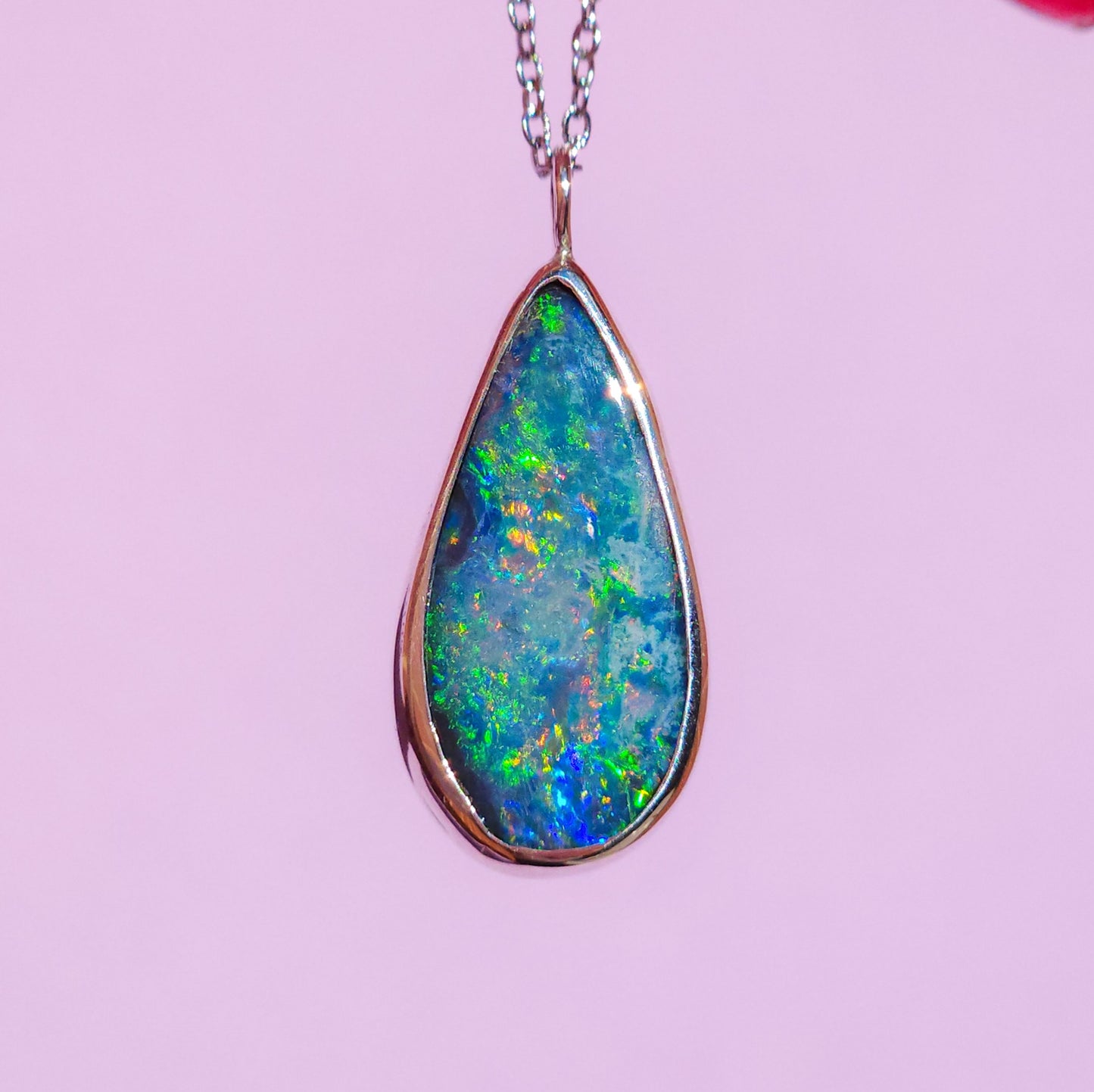 MERCY | Australian opal doublet necklace/ Coober Pedy opal/ Silver opal pendant/ minimalist jewelry