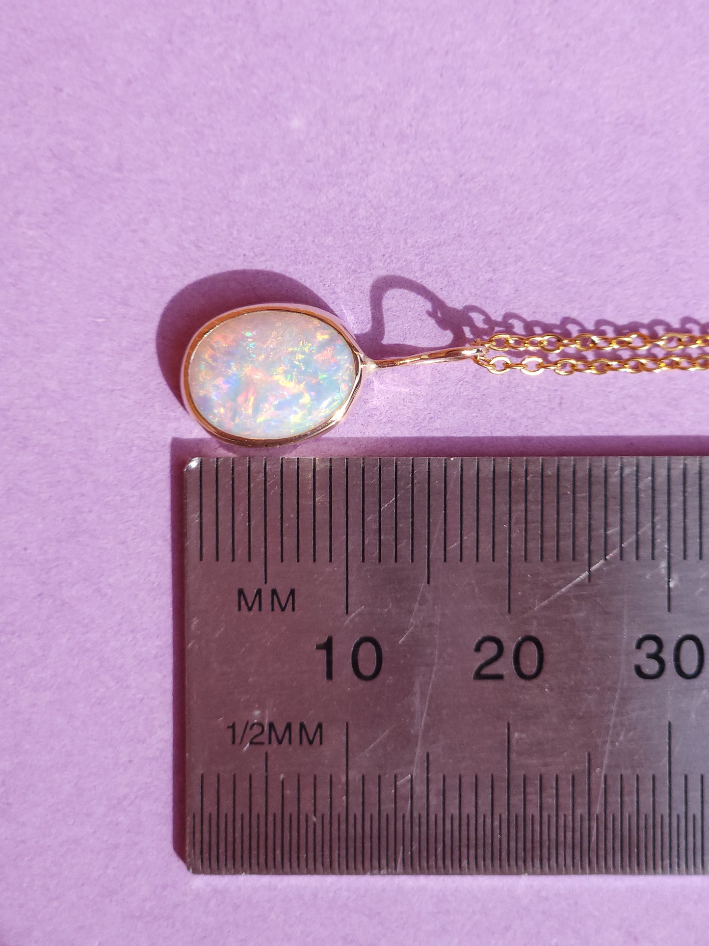 GOLDEN | 14K Gold Solid Coober Pedy Opal pendant / Australian opal necklace / solid rainbow opal / pink Solid opal
