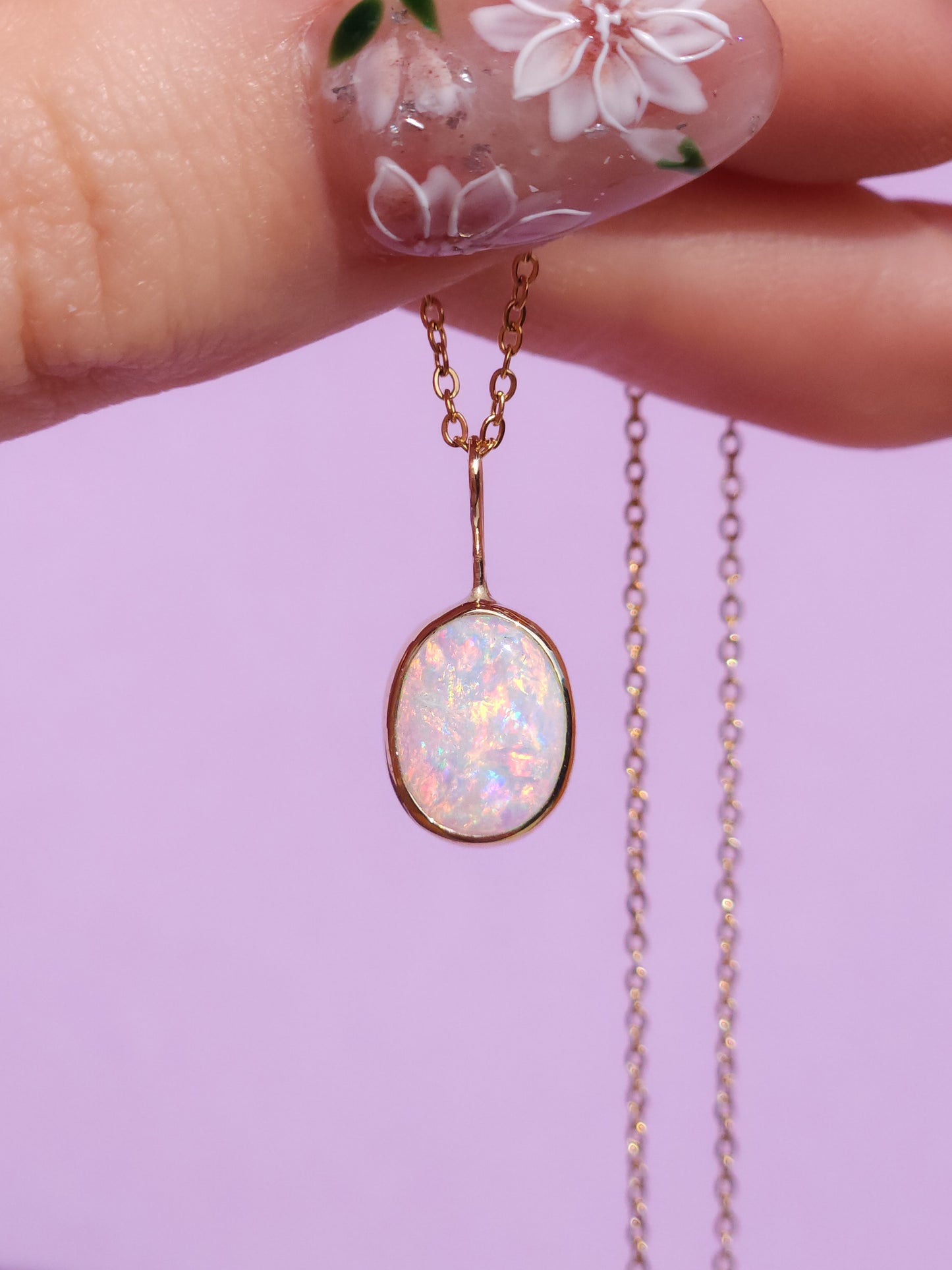 GOLDEN | 14K Gold Solid Coober Pedy Opal pendant / Australian opal necklace / solid rainbow opal / pink Solid opal