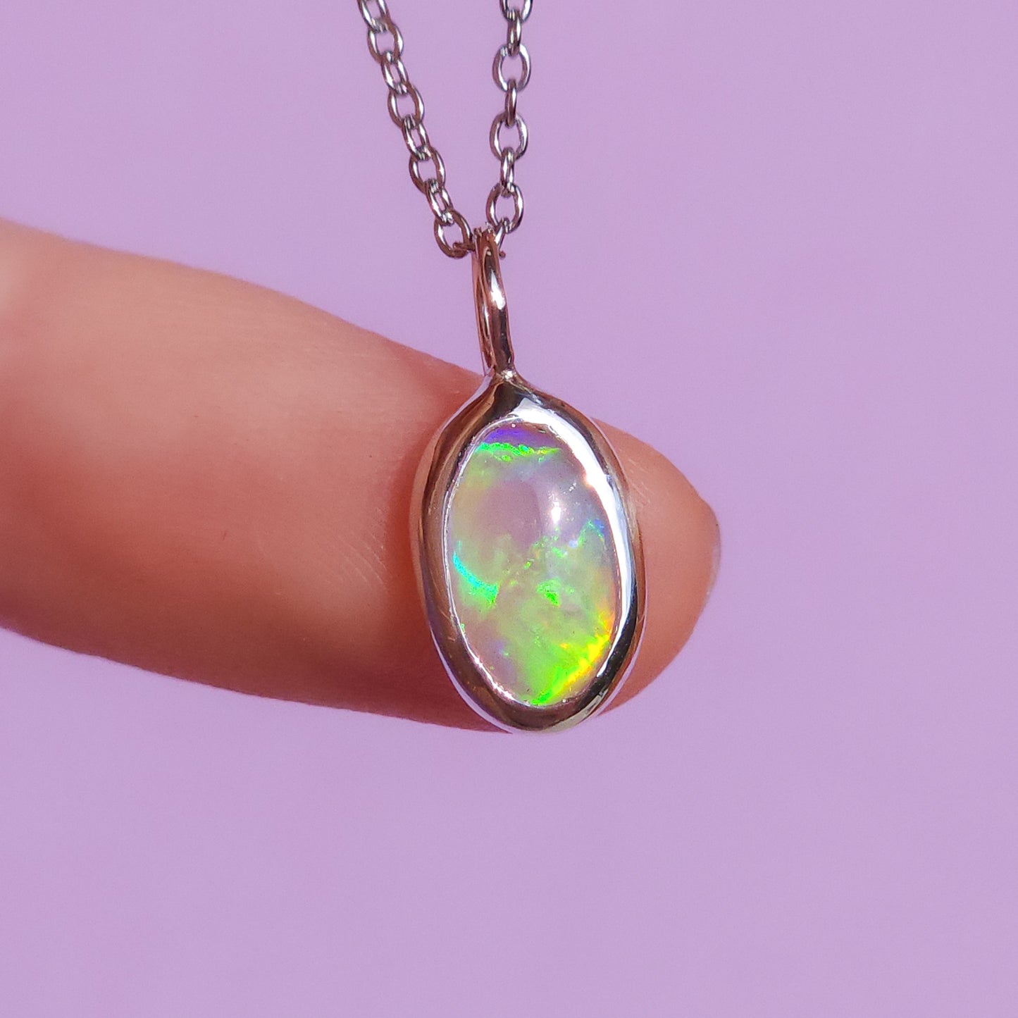 GREEN FIRE | Solid Coober Pedy Opal pendant / Australian opal necklace / solid crystal opal / Solid green opal