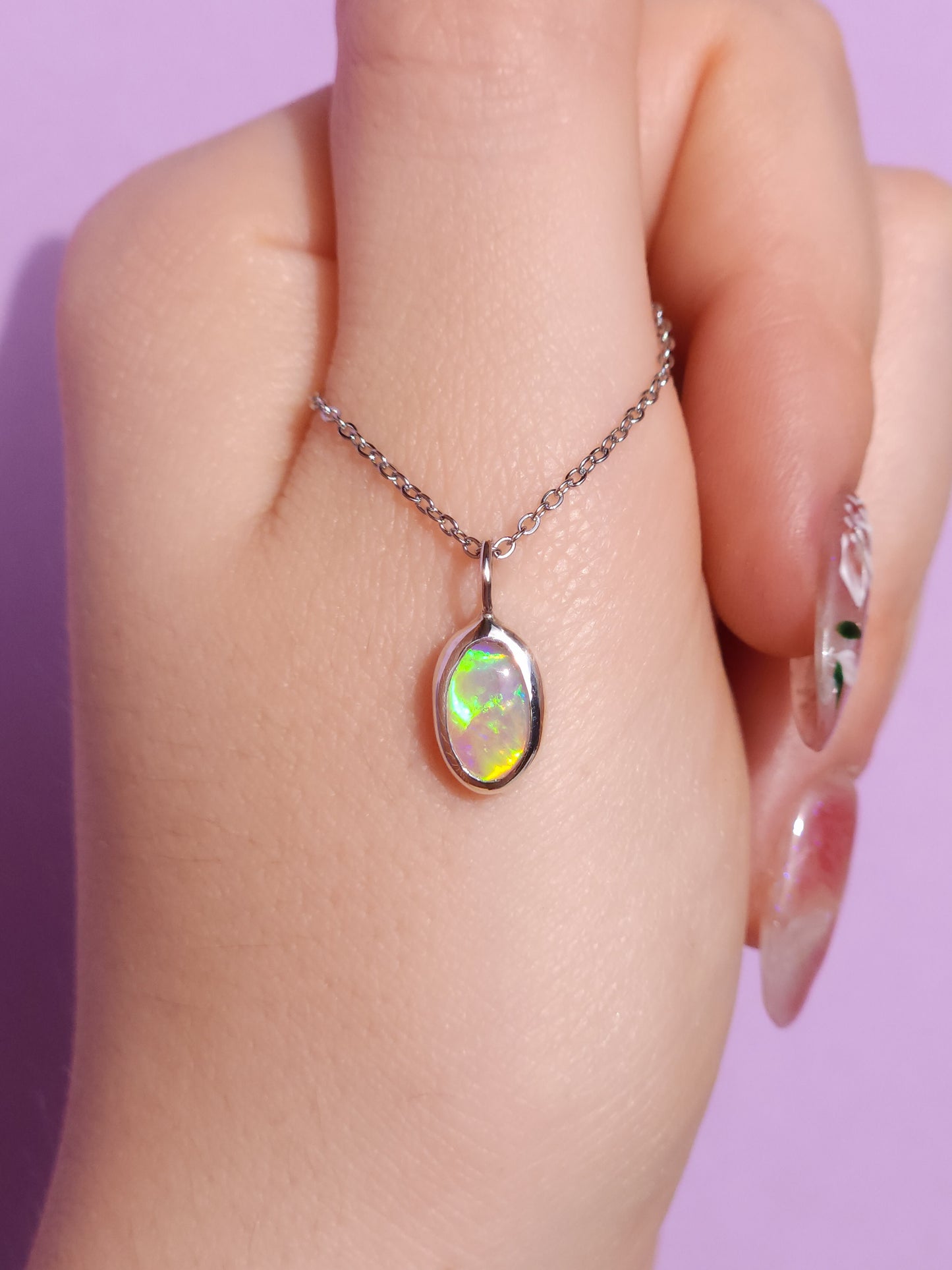 GREEN FIRE | Solid Coober Pedy Opal pendant / Australian opal necklace / solid crystal opal / Solid green opal