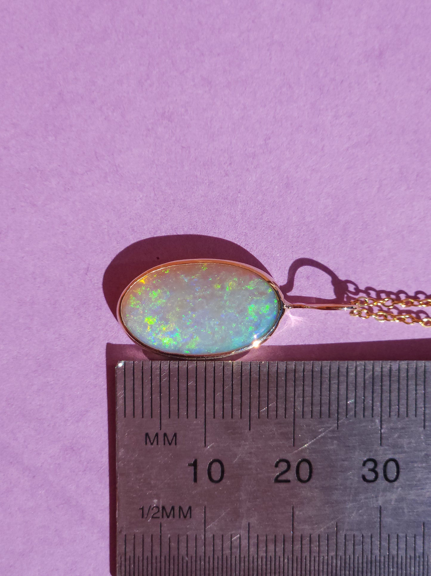 GOLDEN | 14K Gold Solid Coober Pedy Opal pendant / Australian opal necklace / solid rainbow opal / bright opal