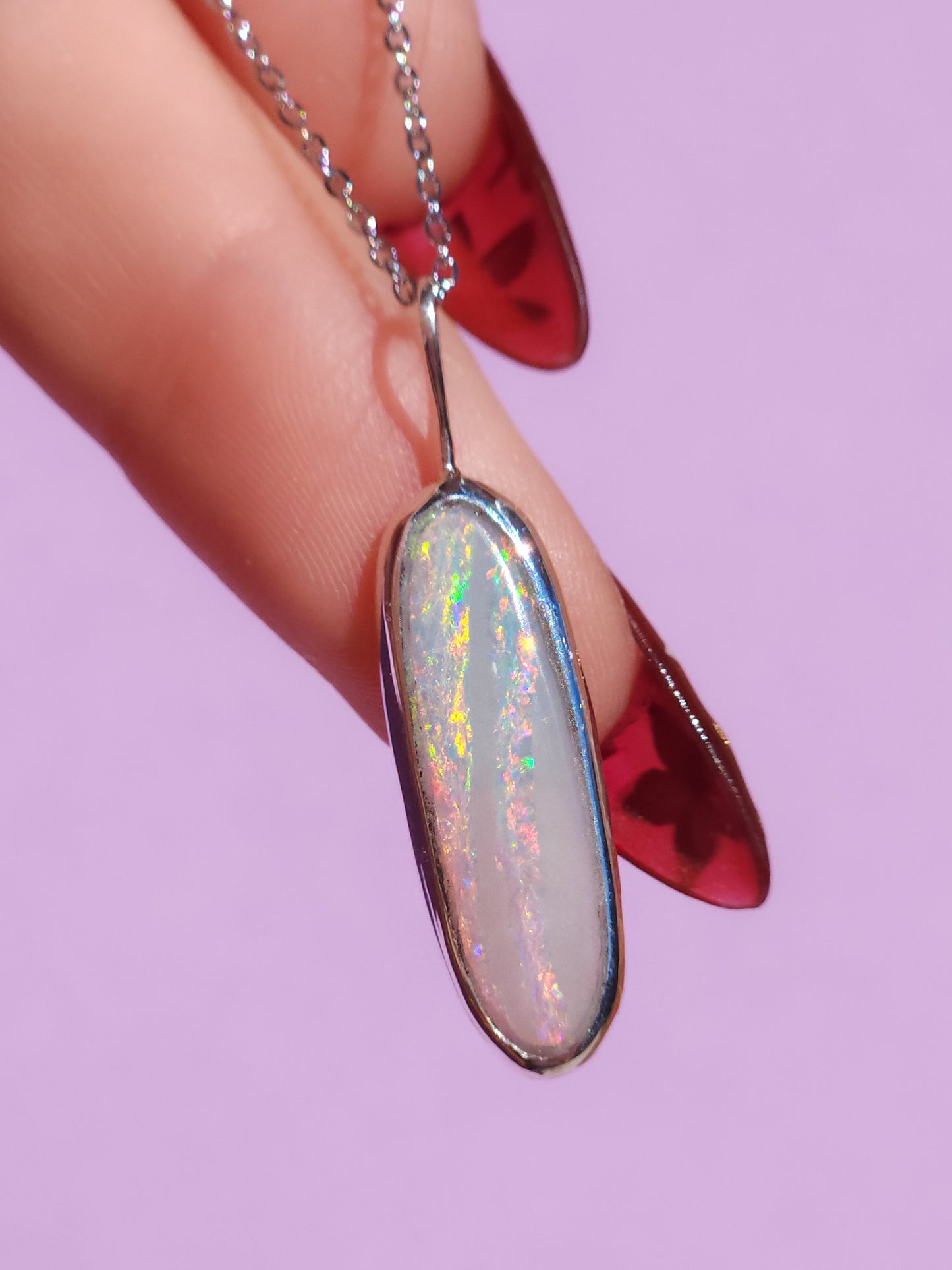 PINK RIVER | Solid Australian Opal necklace / Coober Pedy opal / solid grey opal / pink opal necklace
