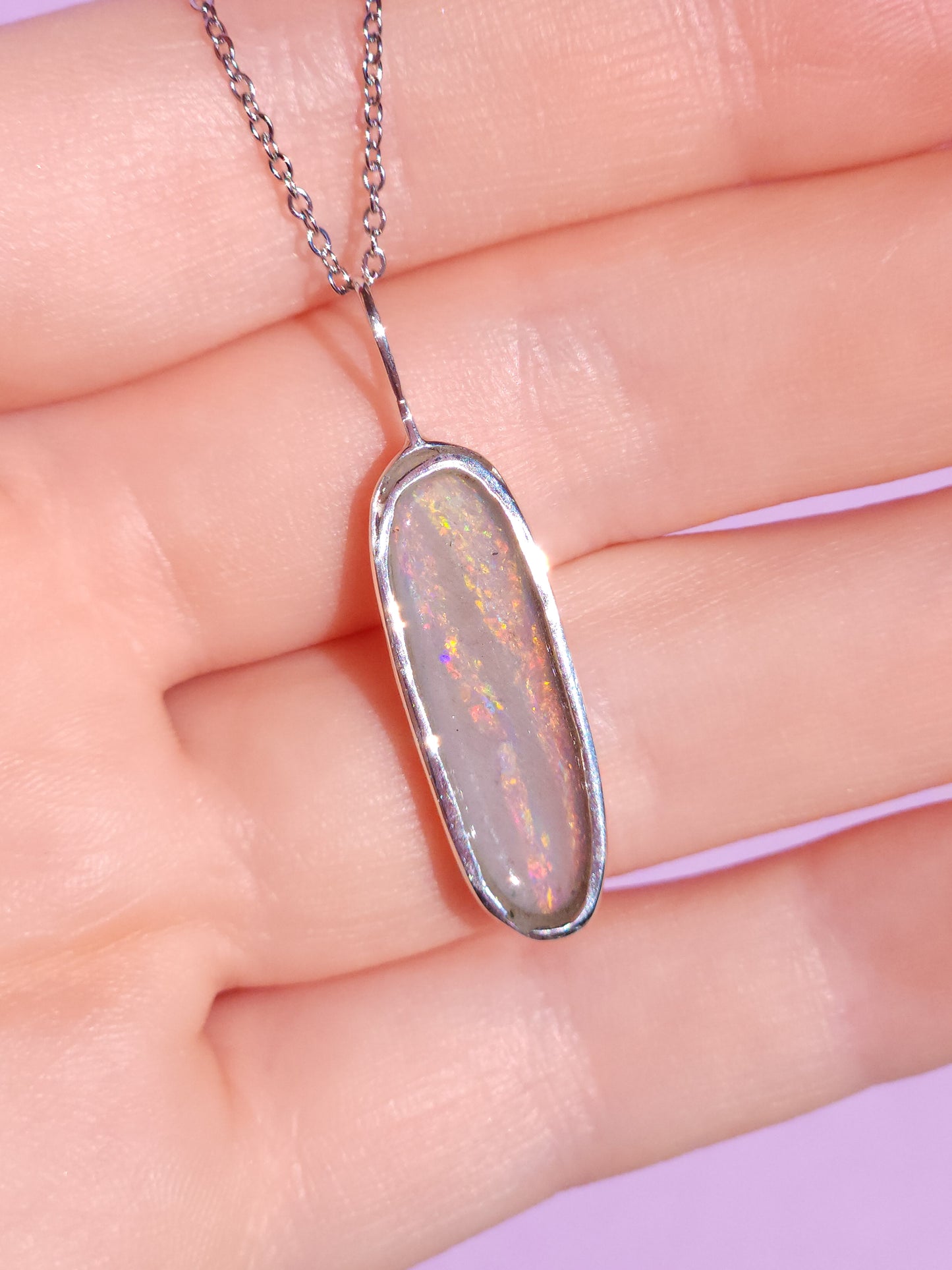 PINK RIVER | Solid Australian Opal necklace / Coober Pedy opal / solid grey opal / pink opal necklace