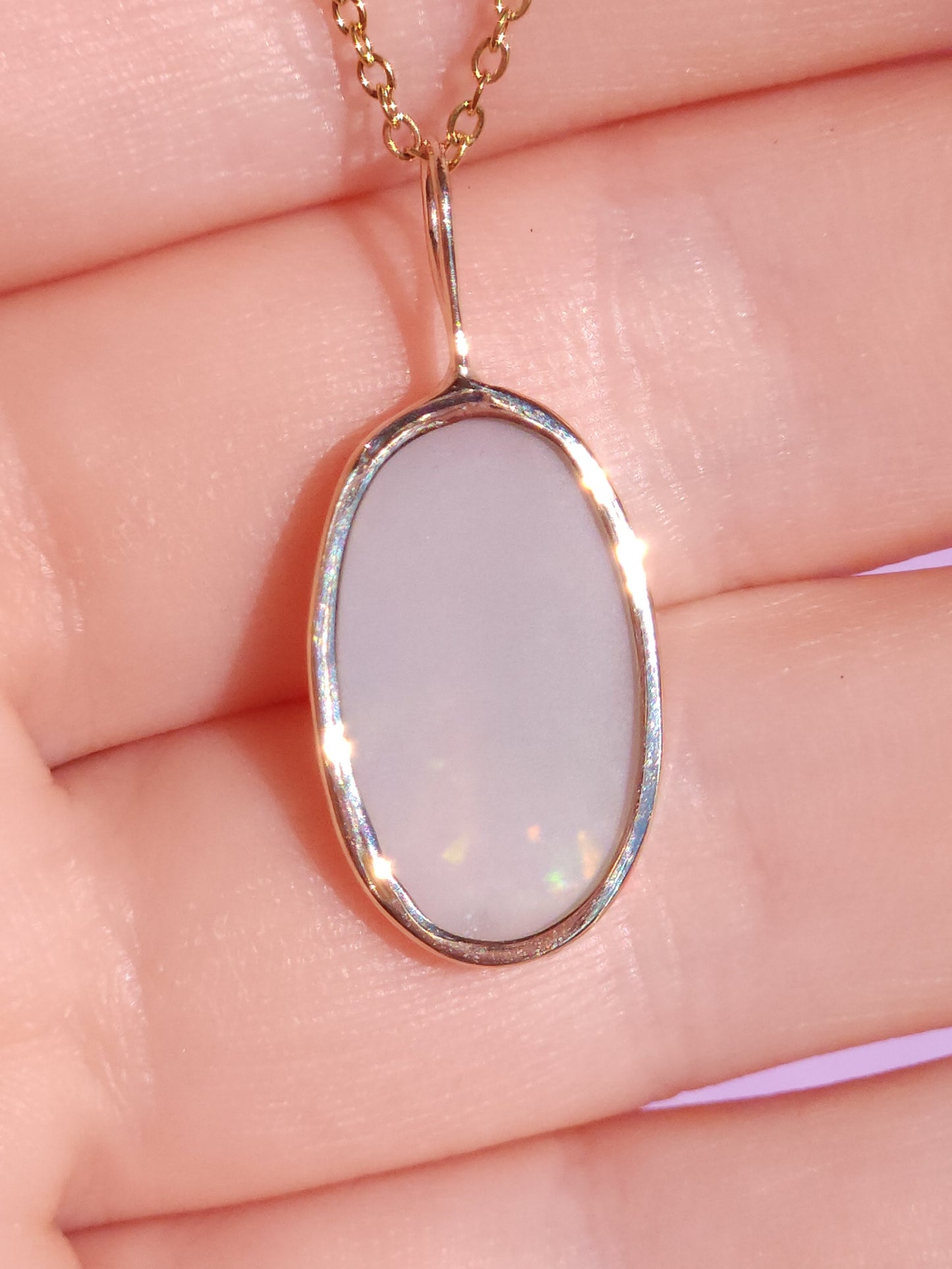 GOLDEN | 14K Gold Solid Coober Pedy Opal pendant / Australian opal necklace / solid rainbow opal / bright opal