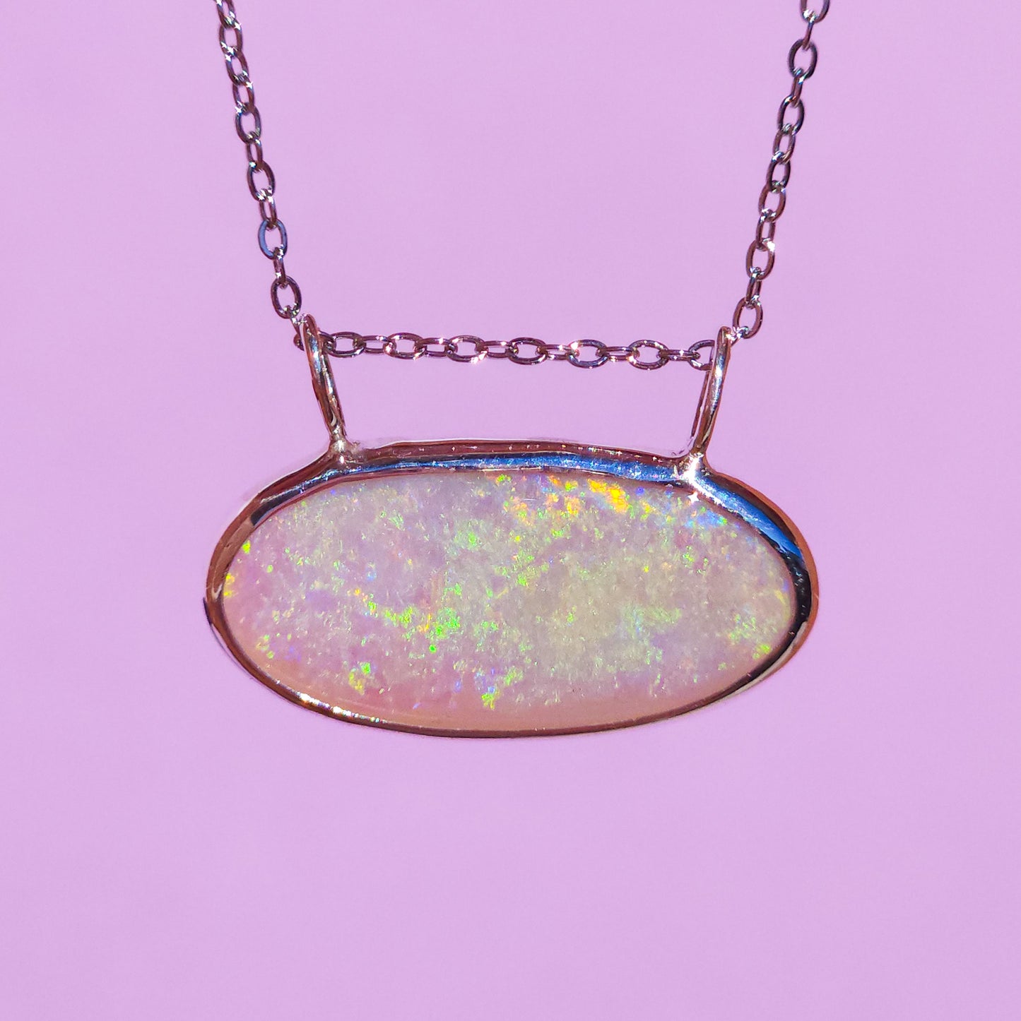 GLOW STONE | Solid Australian Opal necklace / Coober Pedy opal / solid grey opal / firey opal necklace