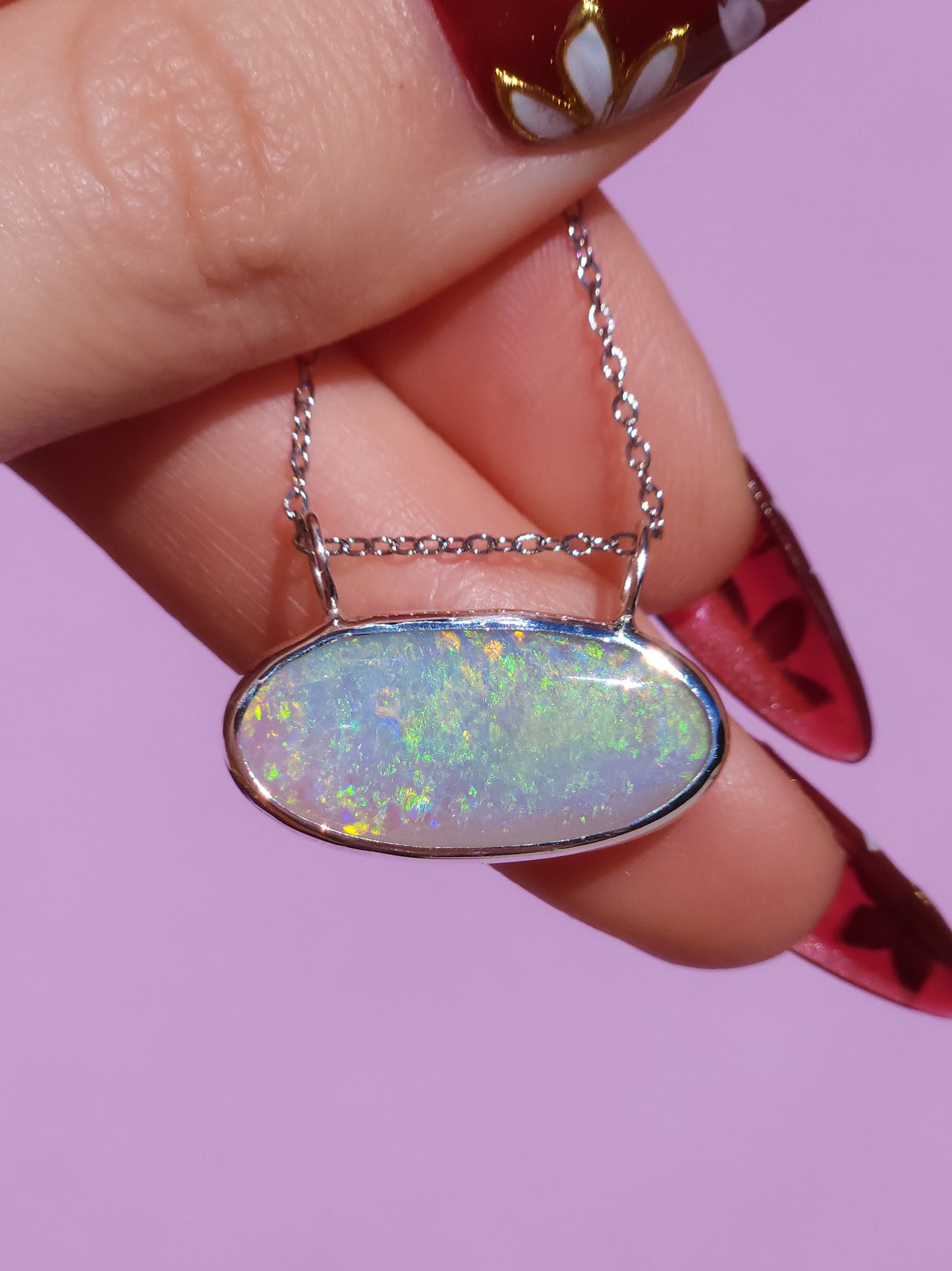 GLOW STONE | Solid Australian Opal necklace / Coober Pedy opal / solid grey opal / firey opal necklace