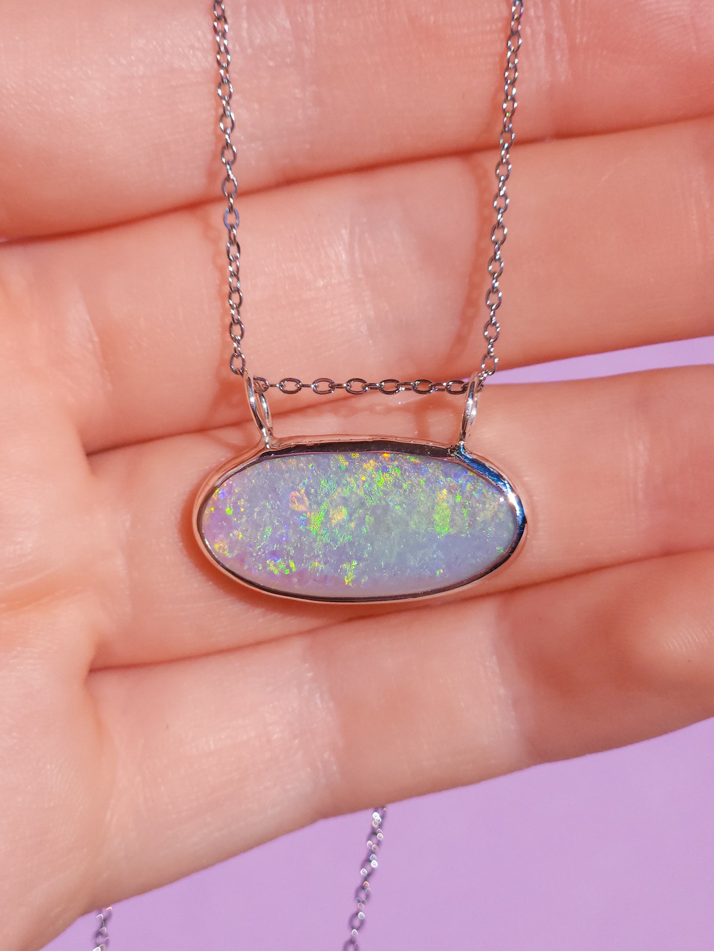 GLOW STONE | Solid Australian Opal necklace / Coober Pedy opal / solid grey opal / firey opal necklace