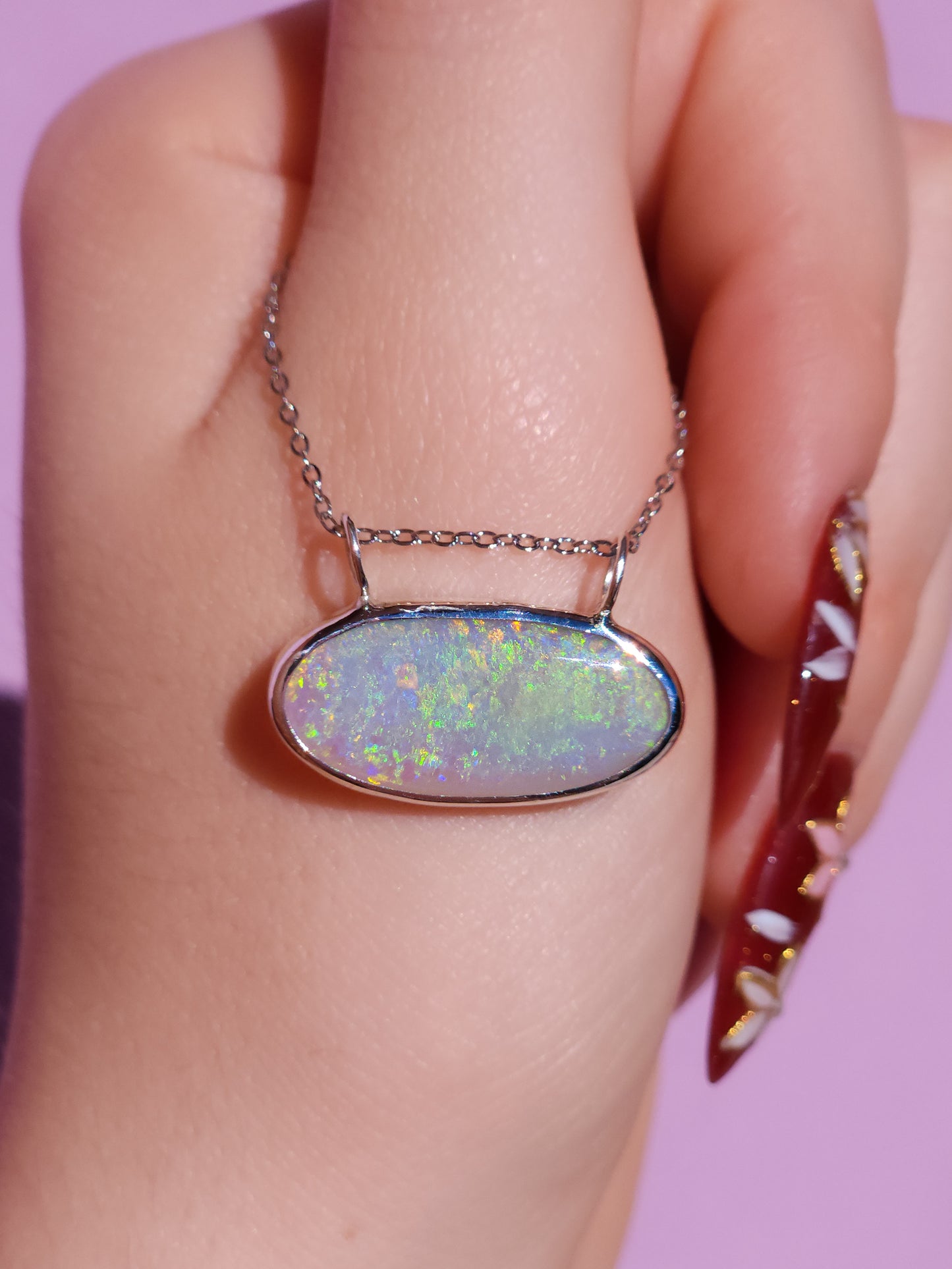 GLOW STONE | Solid Australian Opal necklace / Coober Pedy opal / solid grey opal / firey opal necklace