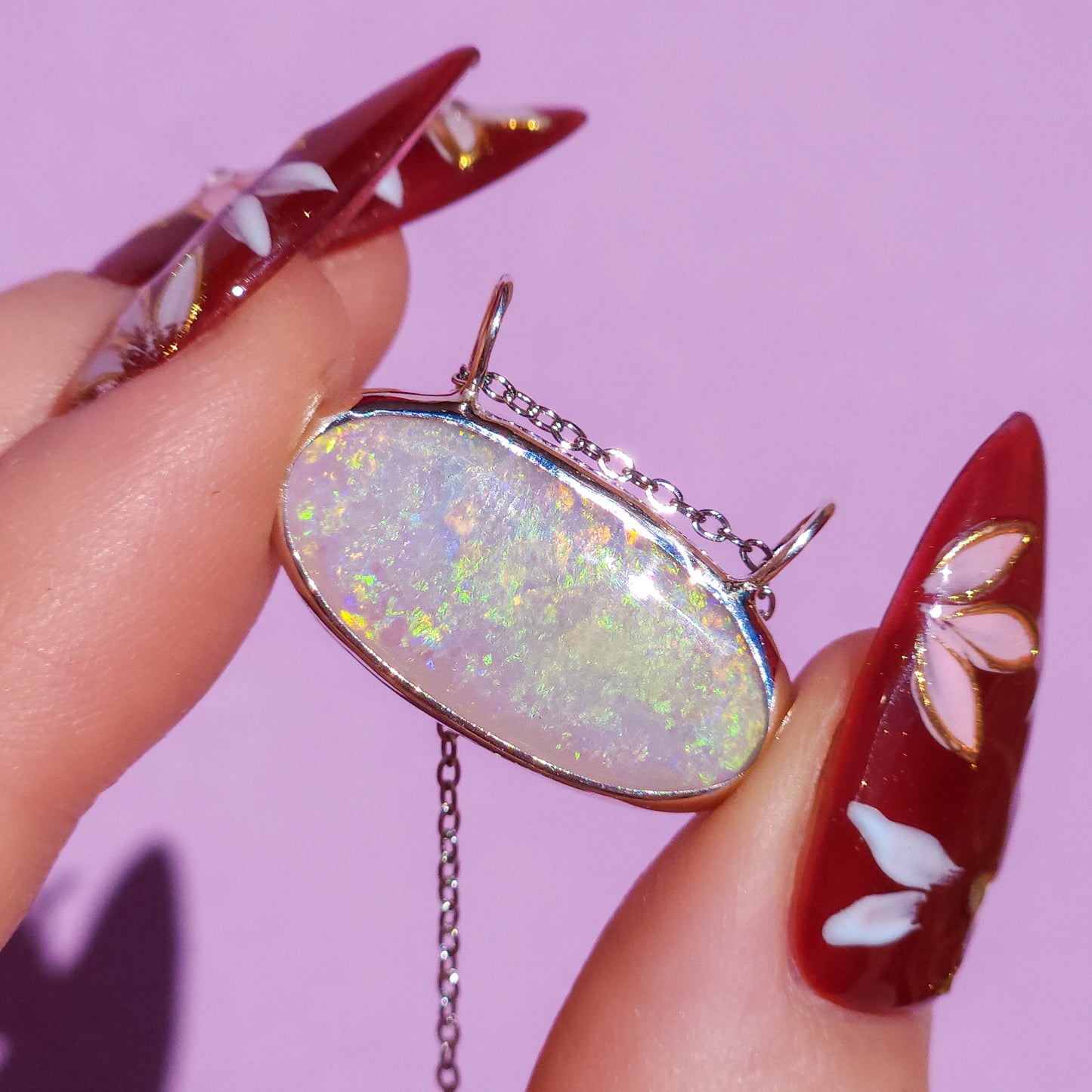 GLOW STONE | Solid Australian Opal necklace / Coober Pedy opal / solid grey opal / firey opal necklace