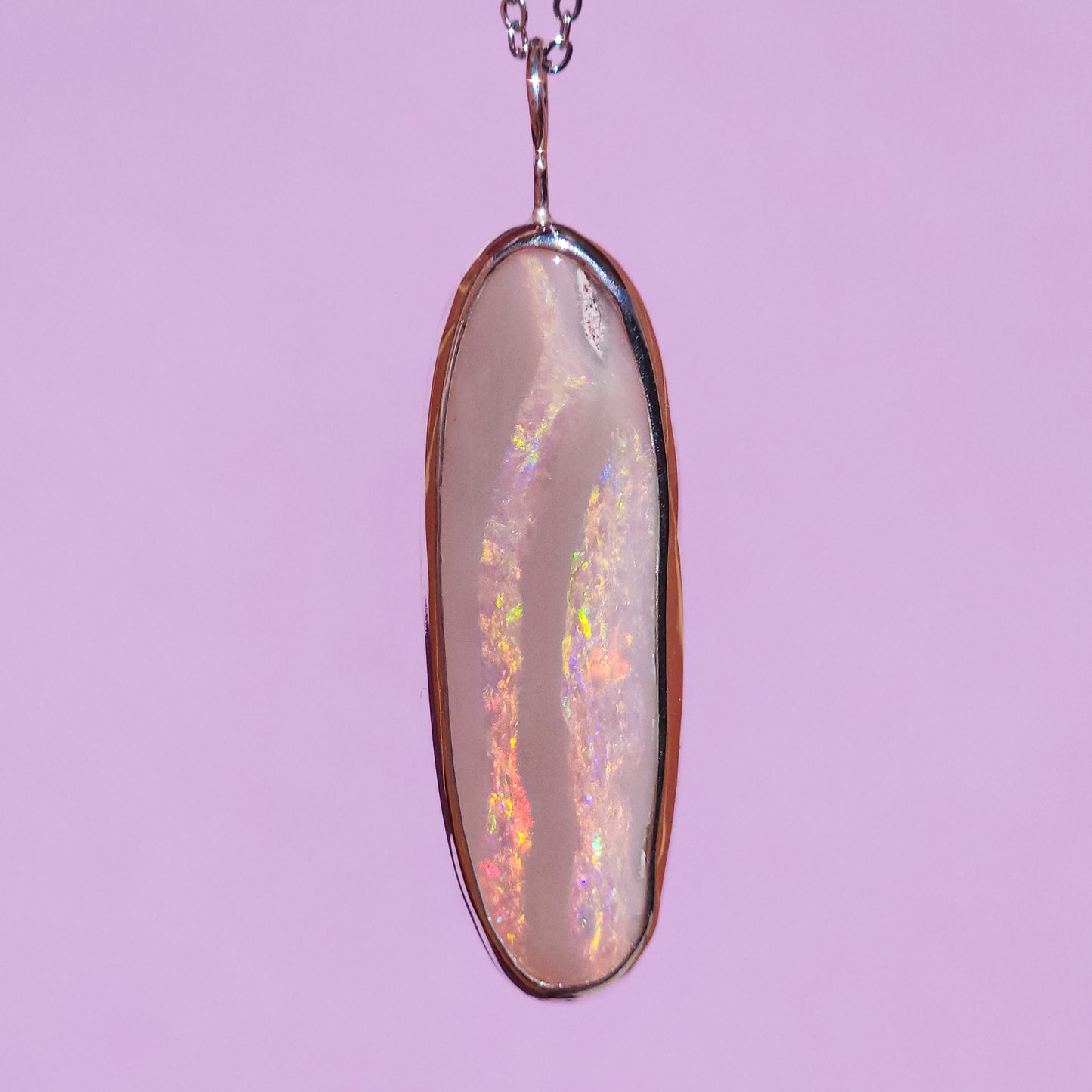 PINK FIRE | Solid Australian Opal necklace / Coober Pedy opal / solid grey opal / pink opal necklace