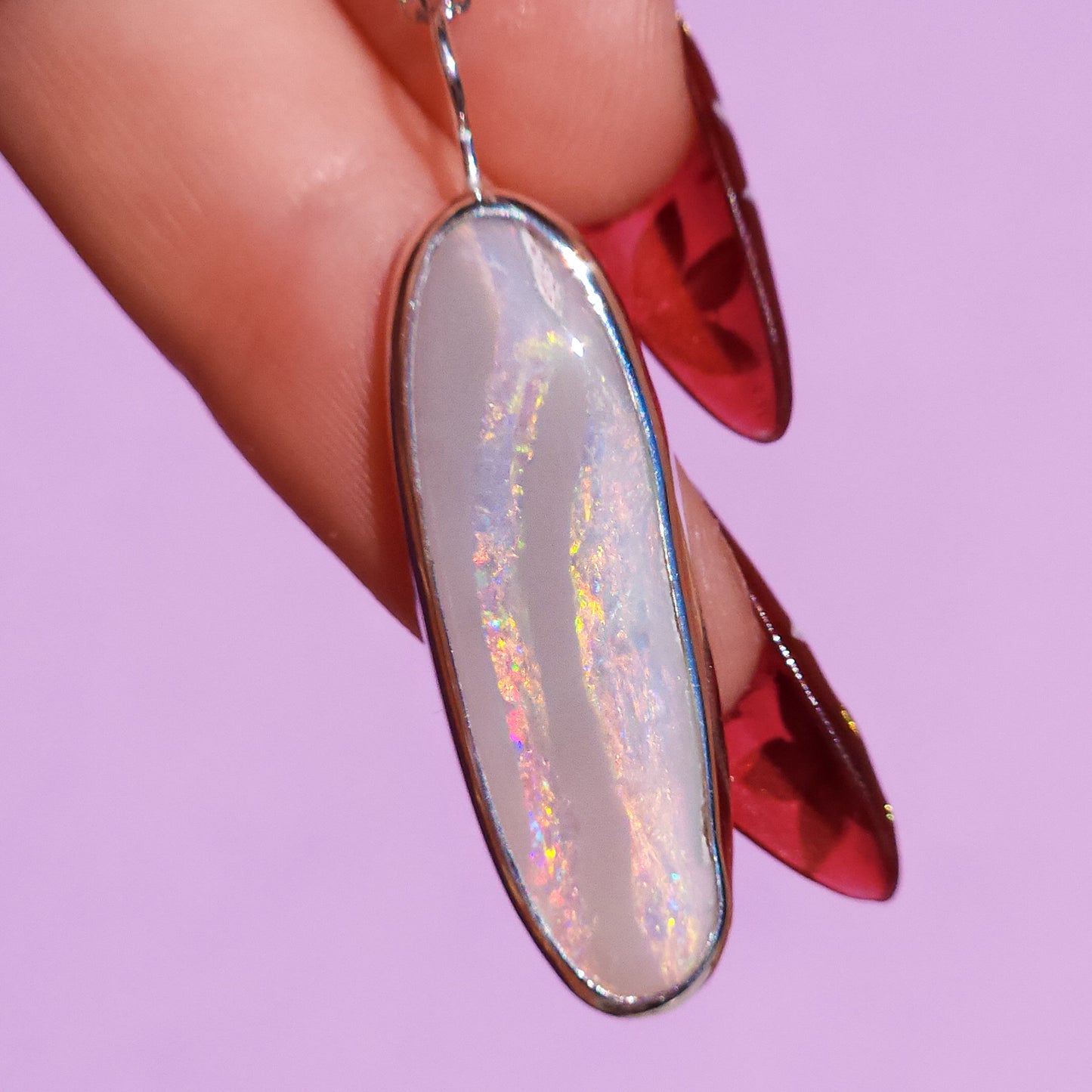 PINK FIRE | Solid Australian Opal necklace / Coober Pedy opal / solid grey opal / pink opal necklace