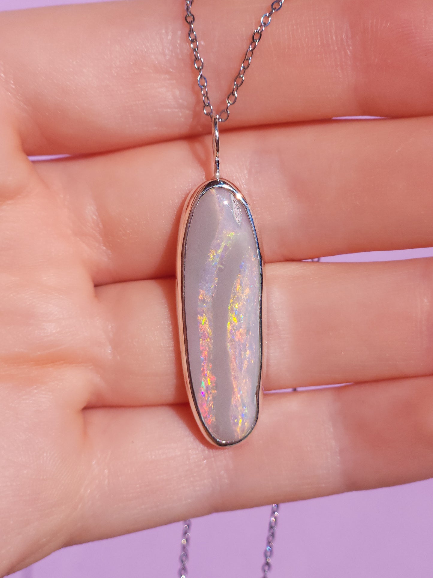 PINK FIRE | Solid Australian Opal necklace / Coober Pedy opal / solid grey opal / pink opal necklace