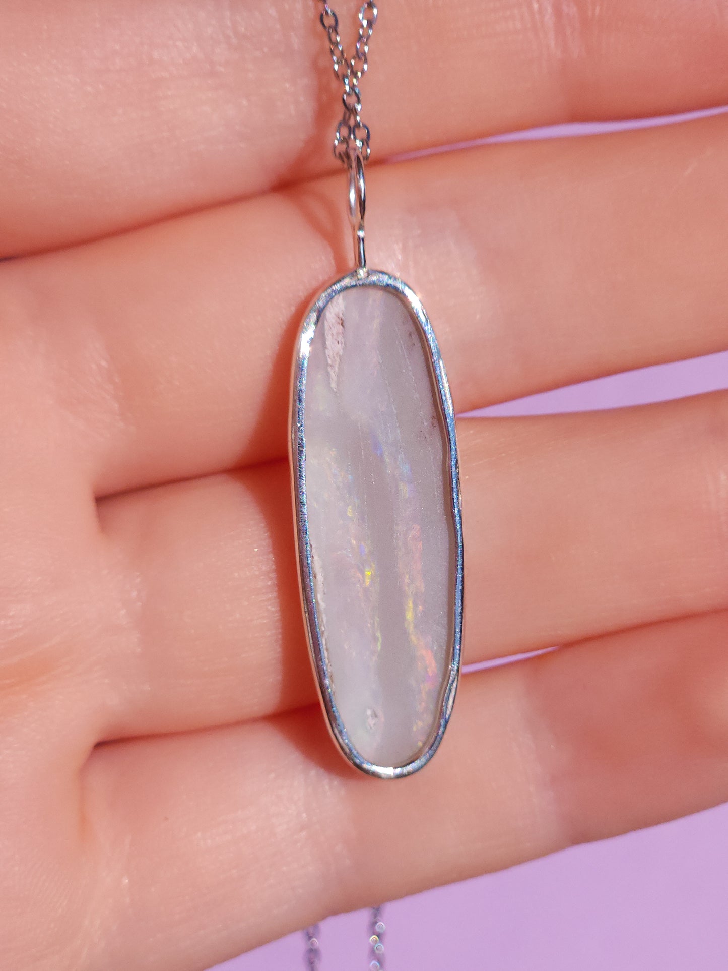 PINK FIRE | Solid Australian Opal necklace / Coober Pedy opal / solid grey opal / pink opal necklace
