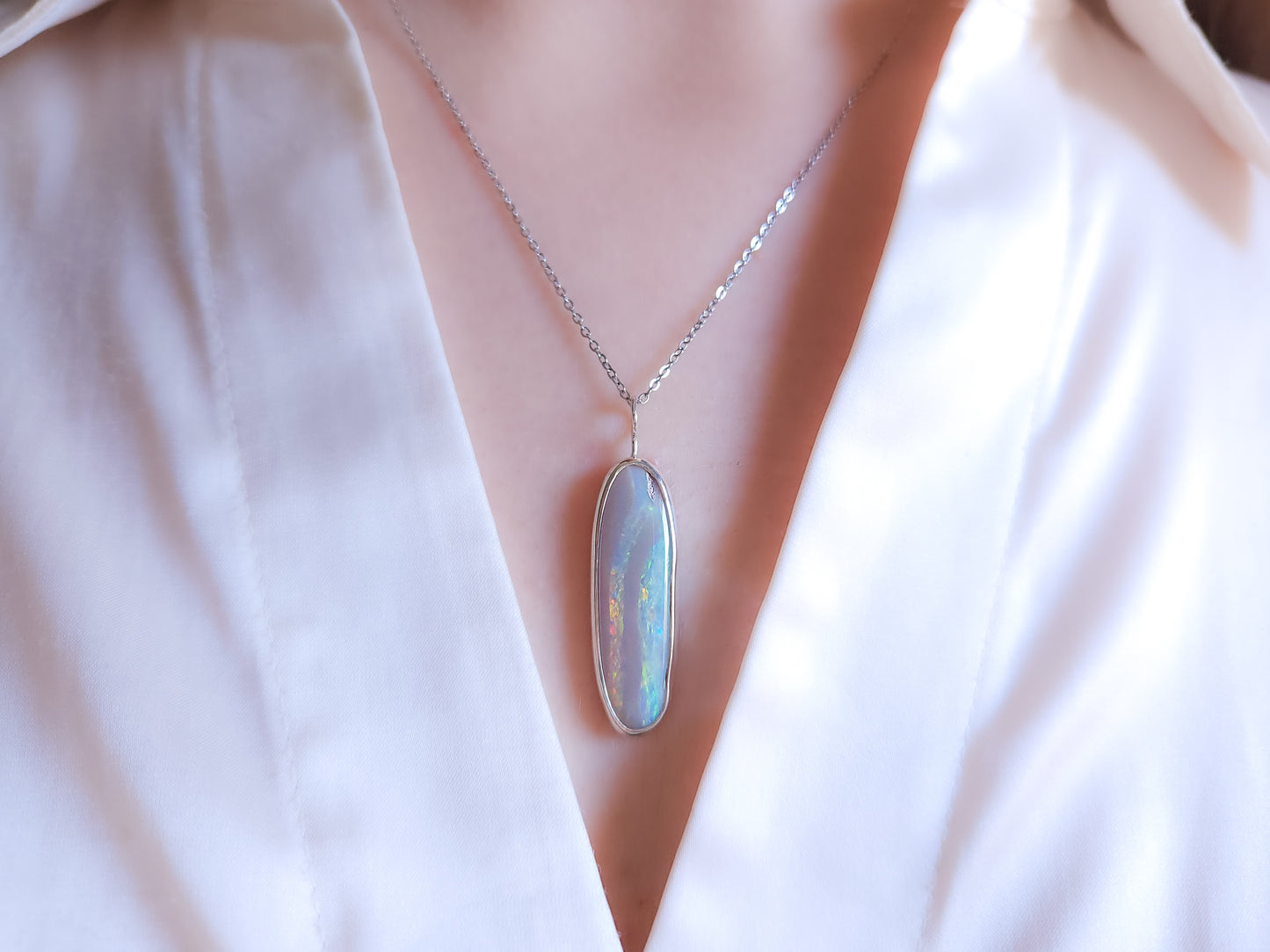PINK FIRE | Solid Australian Opal necklace / Coober Pedy opal / solid grey opal / pink opal necklace