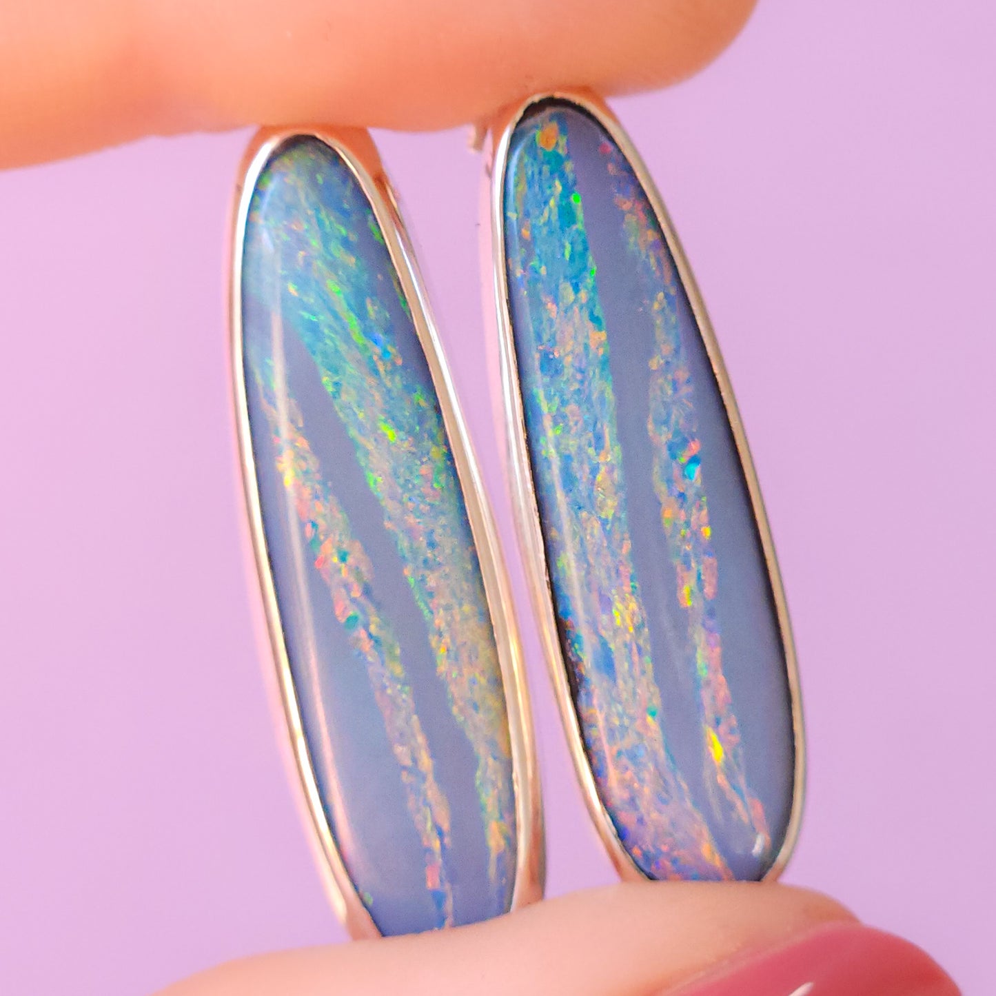 RAINBOW | Australian opal stud earrings / 925 silver / Coober Pedy opal doublet / statement earrings