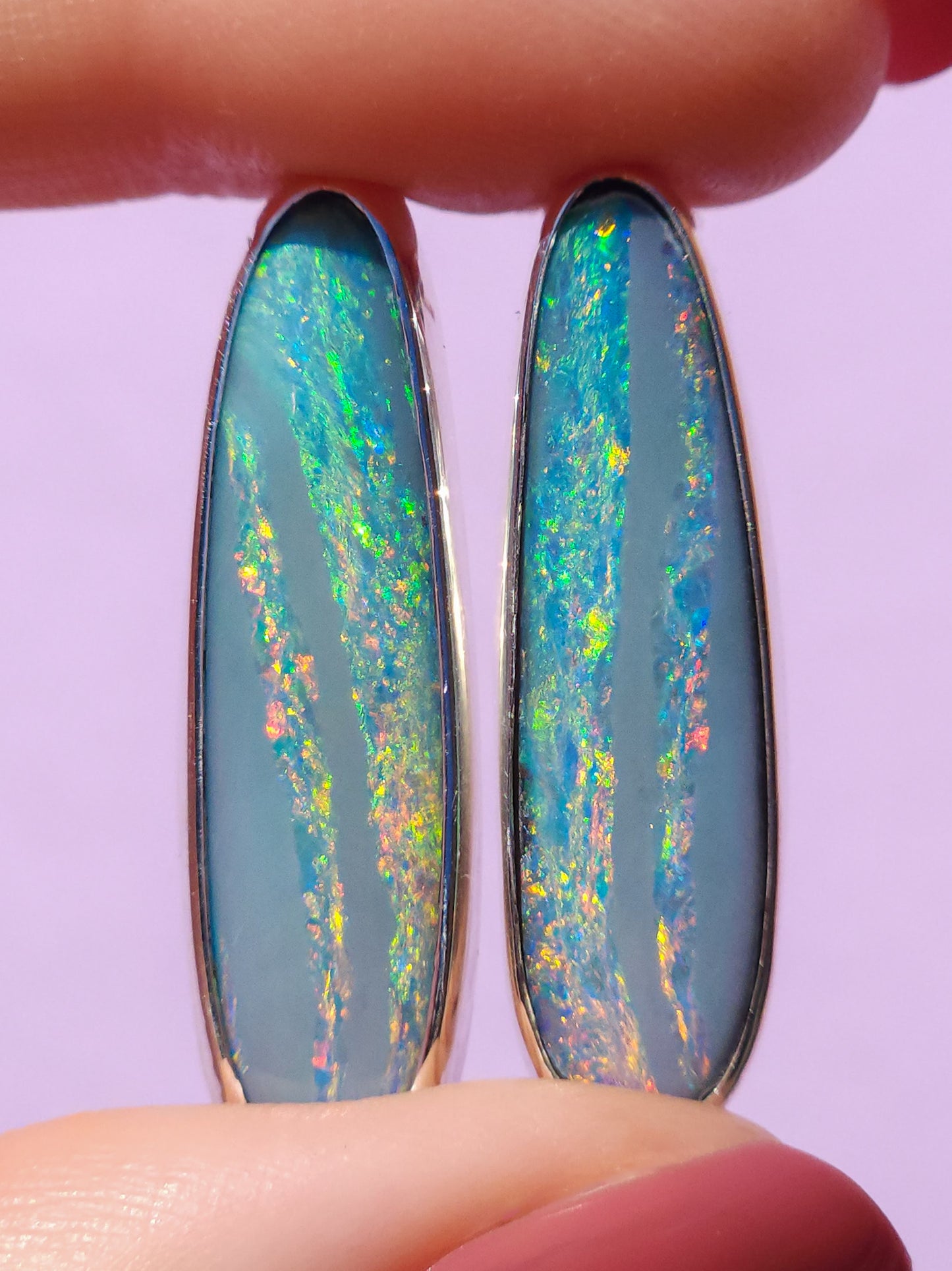 RAINBOW | Australian opal stud earrings / 925 silver / Coober Pedy opal doublet / statement earrings