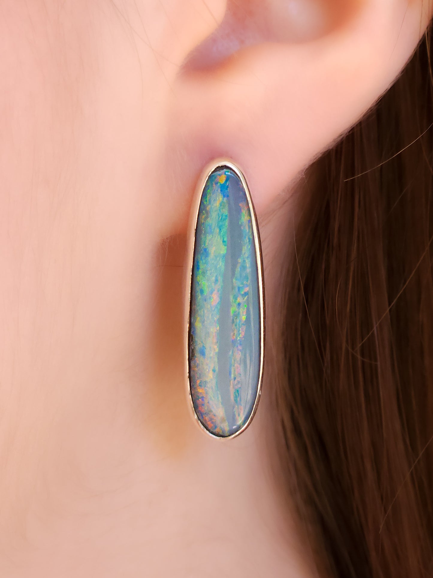 RAINBOW | Australian opal stud earrings / 925 silver / Coober Pedy opal doublet / statement earrings
