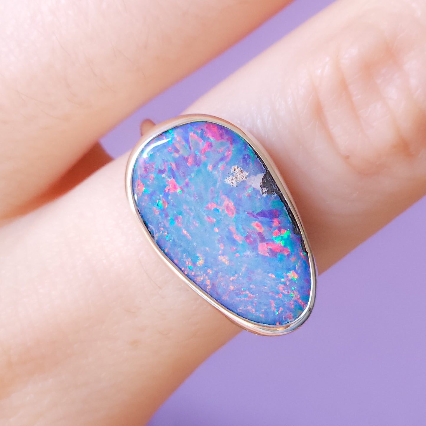 PINK MIST | Australian Coober Pedy opal ring / Size 8 / opal doublet / Minimalist ring / statement ring