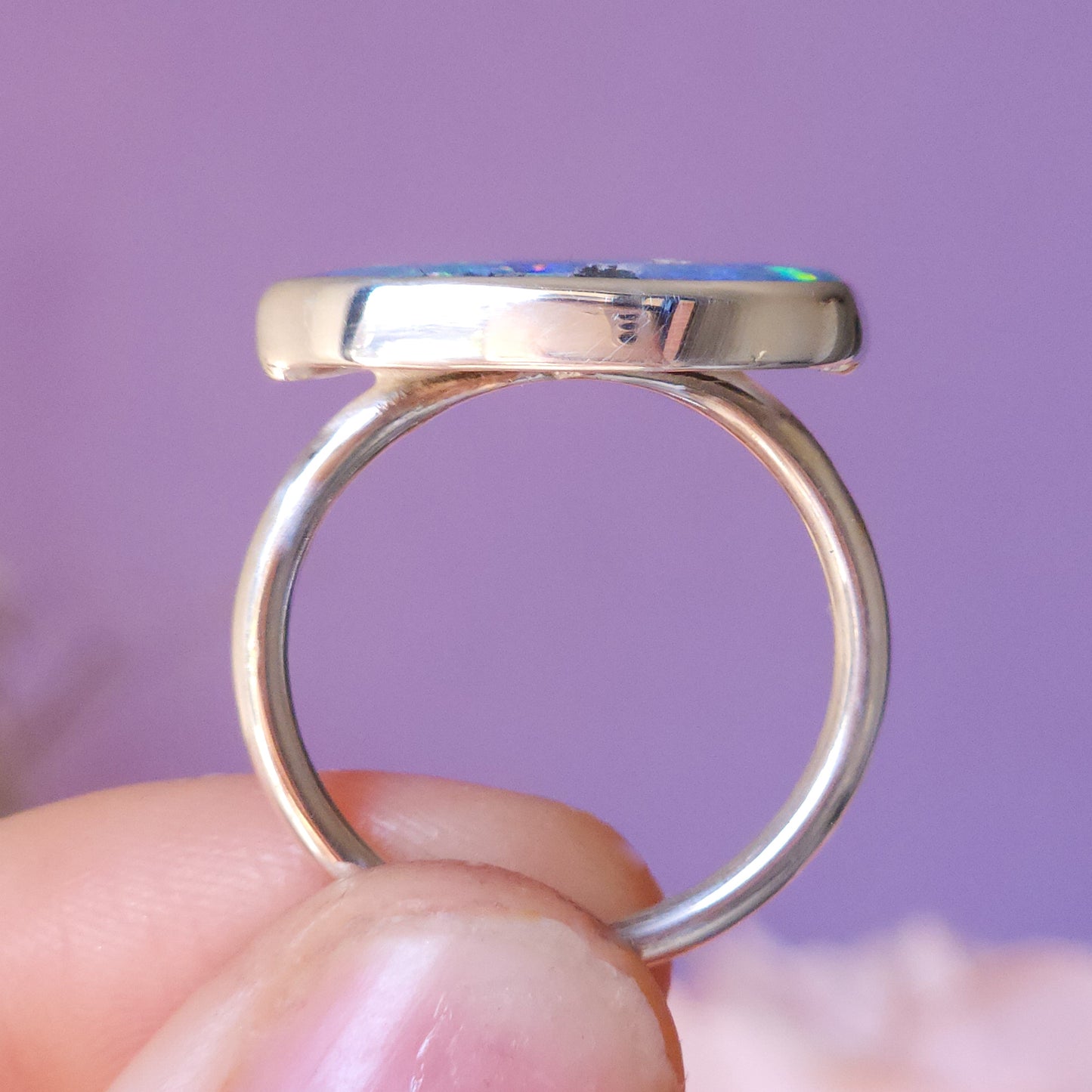 PINK MIST | Australian Coober Pedy opal ring / Size 8 / opal doublet / Minimalist ring / statement ring