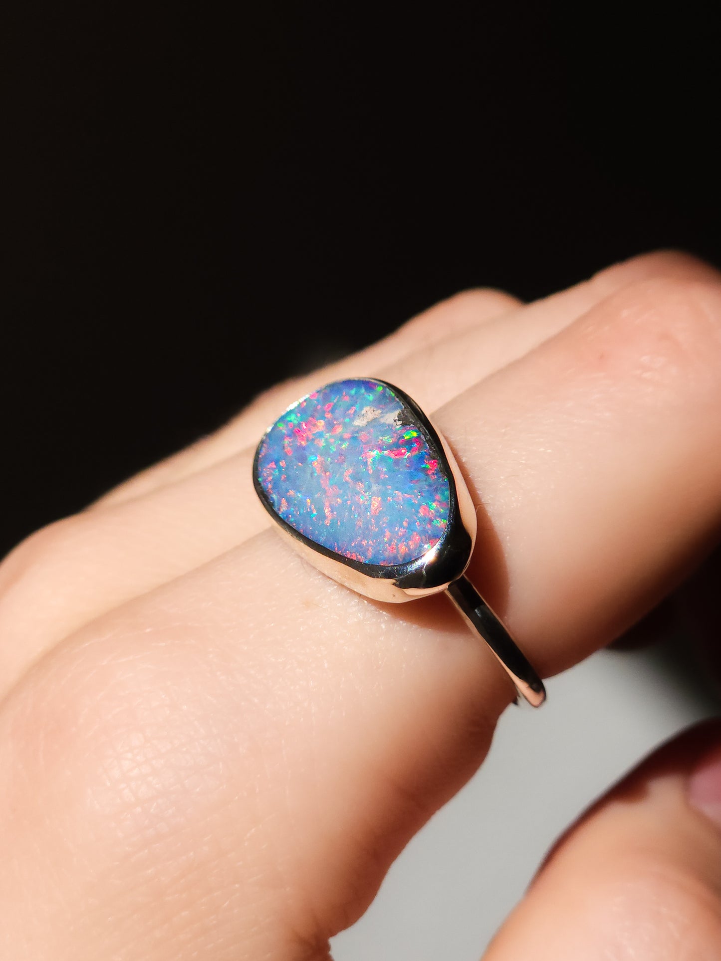PINK MIST | Australian Coober Pedy opal ring / Size 8 / opal doublet / Minimalist ring / statement ring