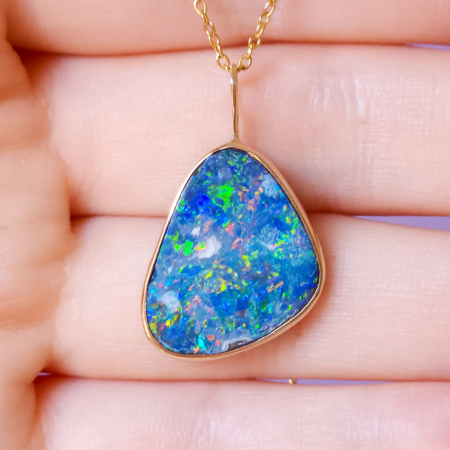 JOY | 14K Gold Australian opal pendant / minimalist jewelry/ statement necklace / Coober Pedy opal / Solid gold