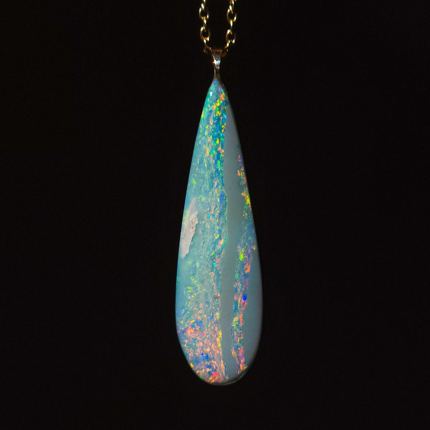 GOLD DROP | 14K Gold Coober Pedy opal necklace/ Australian opal pendant/ firey opal/ dark opal/ minimalist jewelry/ Pink opal