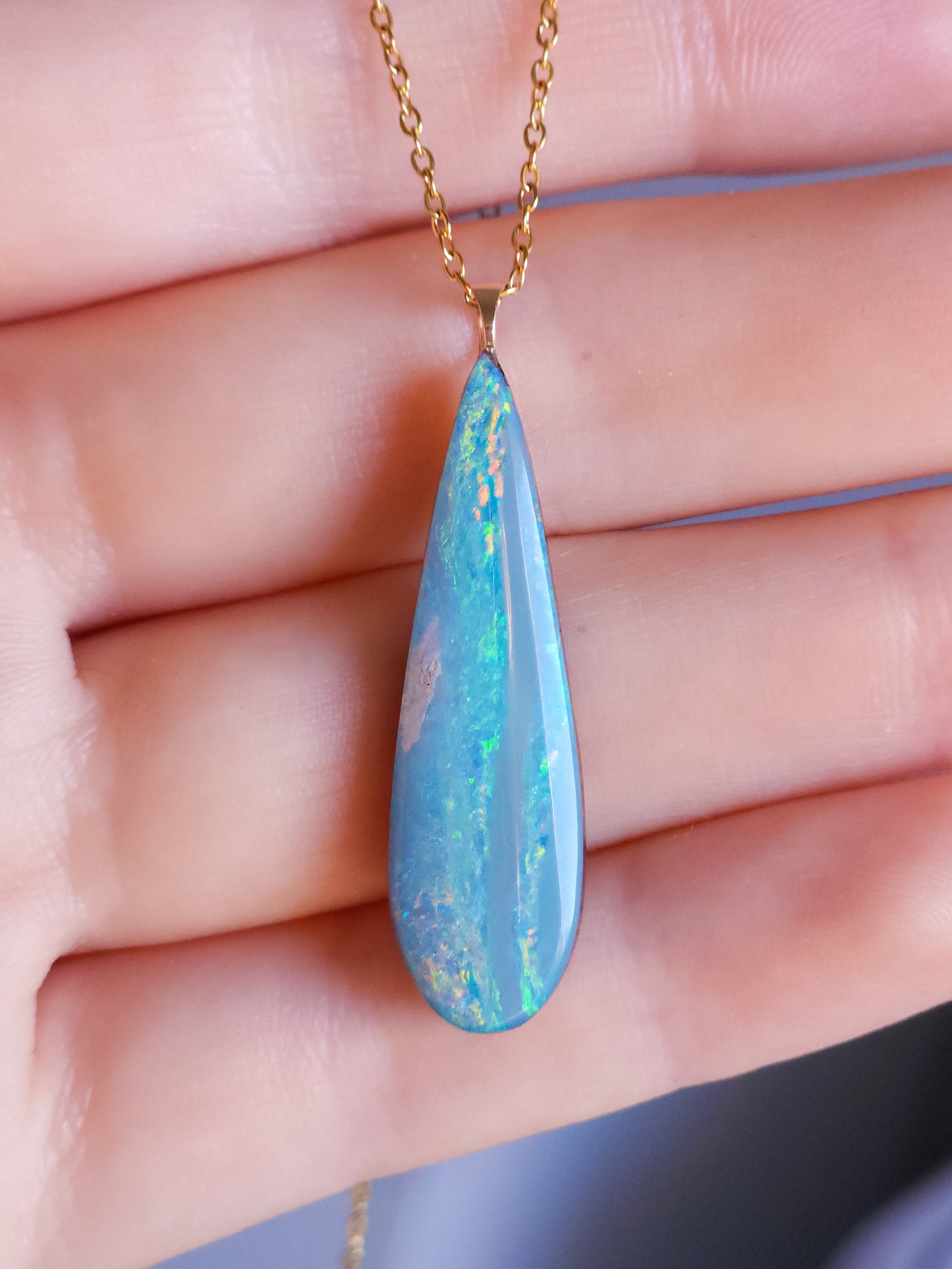 GOLD DROP | 14K Gold Coober Pedy opal necklace/ Australian opal pendant/ firey opal/ dark opal/ minimalist jewelry/ Pink opal