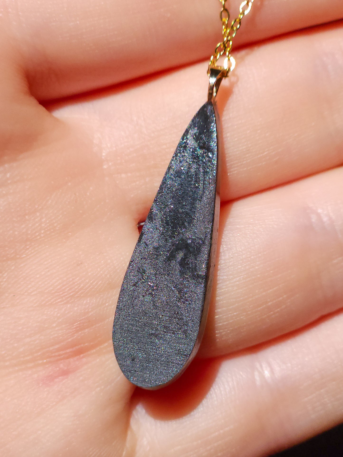 GOLD DROP | 14K Gold Coober Pedy opal necklace/ Australian opal pendant/ firey opal/ dark opal/ minimalist jewelry/ Pink opal