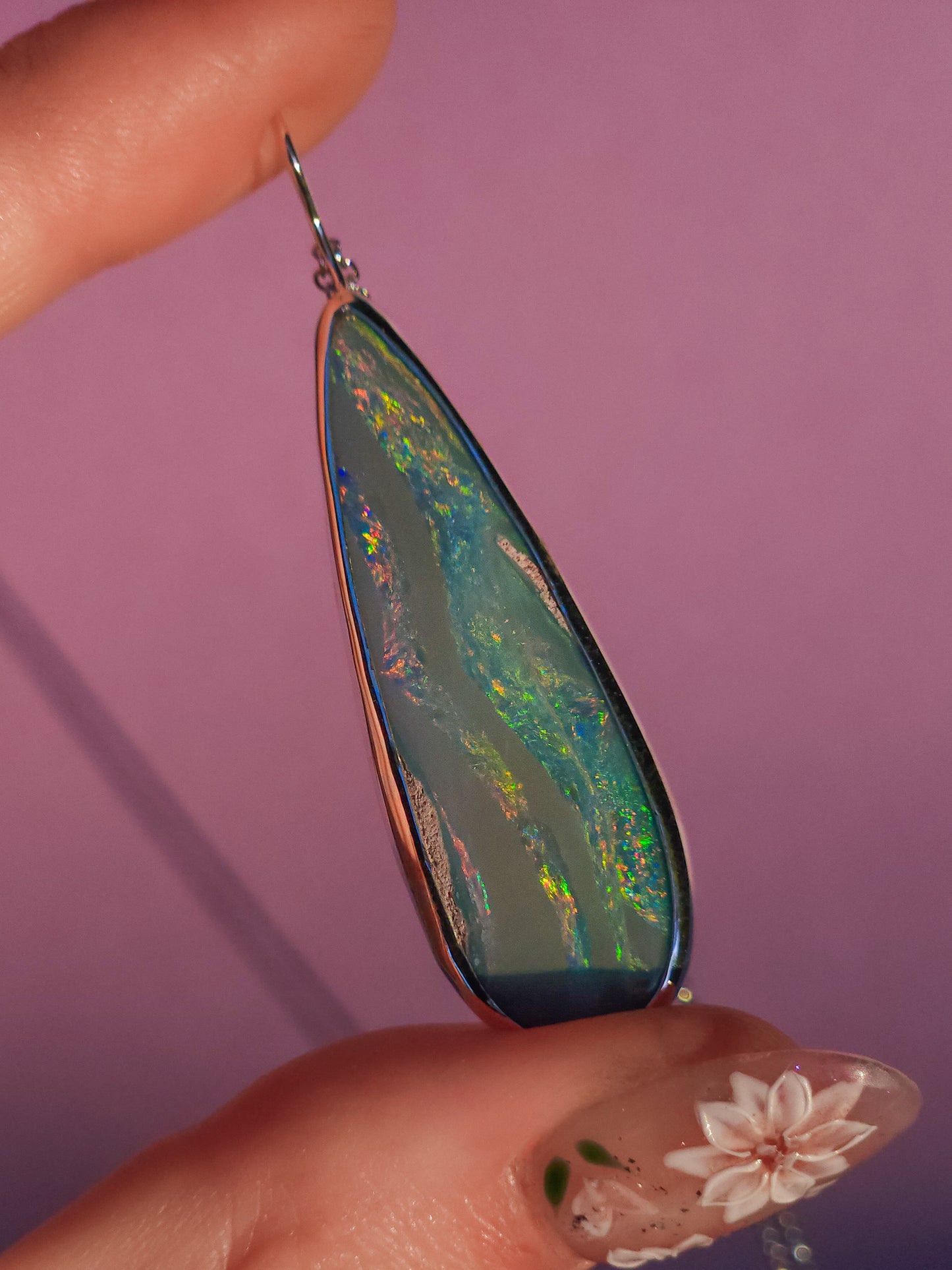 RAINDROP | Australian opal doublet necklace/ Coober Pedy opal/ Silver opal pendant/ statement jewelry