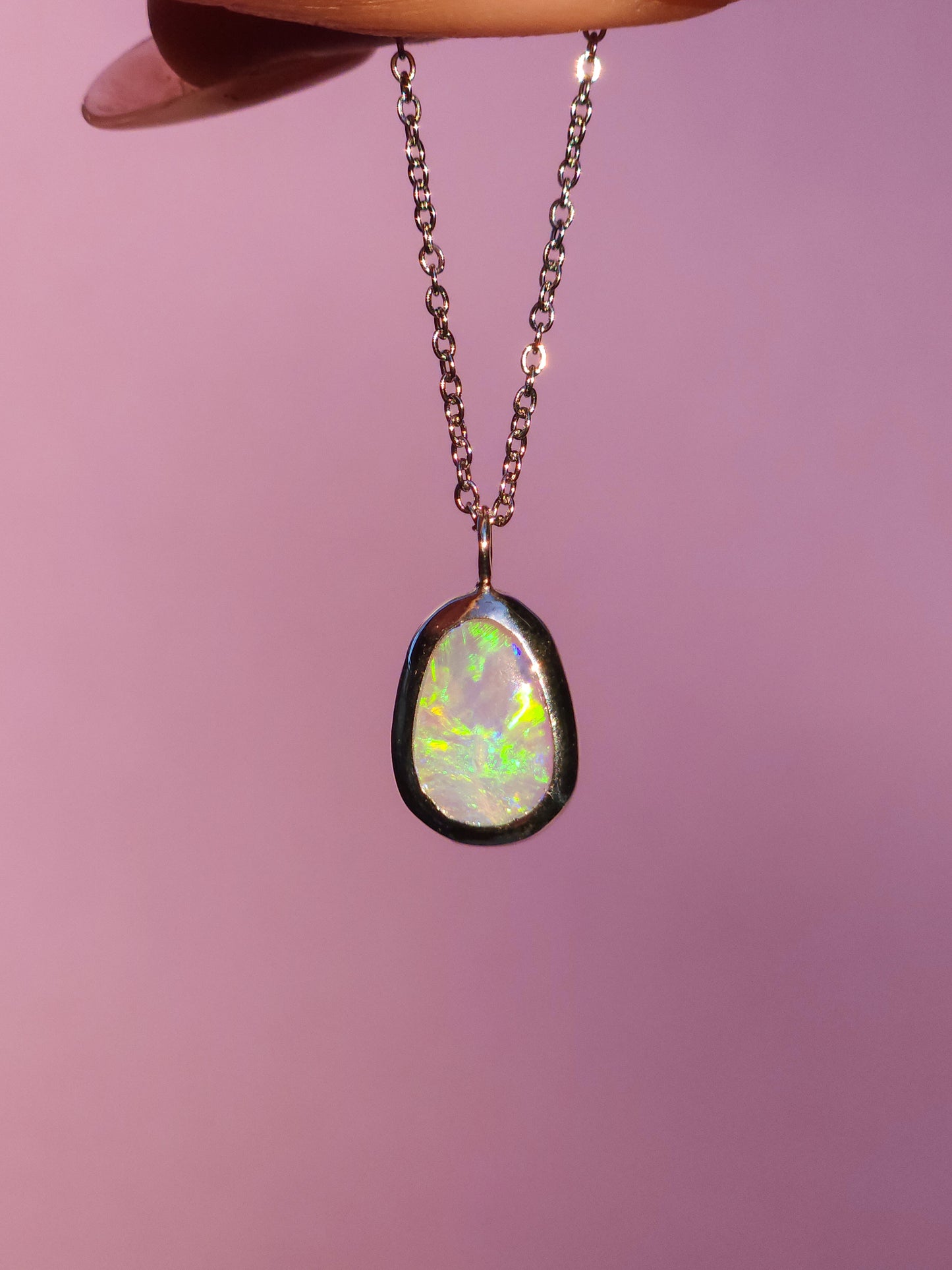 LUMINOUS | Solid Coober Pedy Opal pendant / Australian opal necklace / solid crystal opal / blue opal necklace