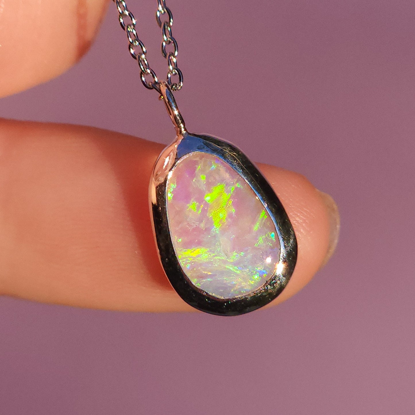 LUMINOUS | Solid Coober Pedy Opal pendant / Australian opal necklace / solid crystal opal / blue opal necklace