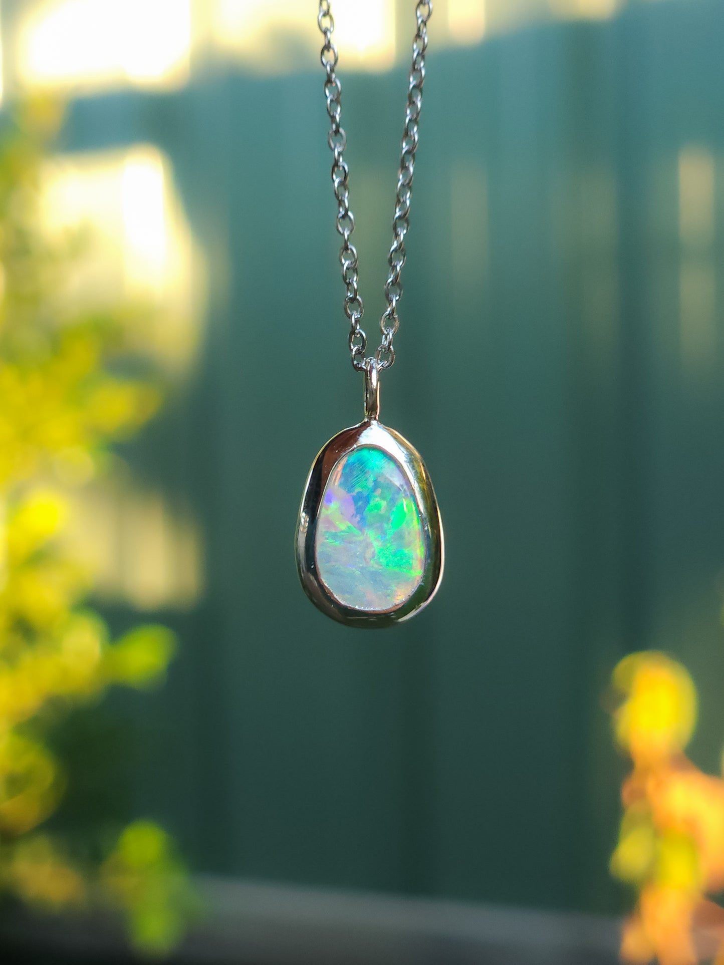LUMINOUS | Solid Coober Pedy Opal pendant / Australian opal necklace / solid crystal opal / blue opal necklace