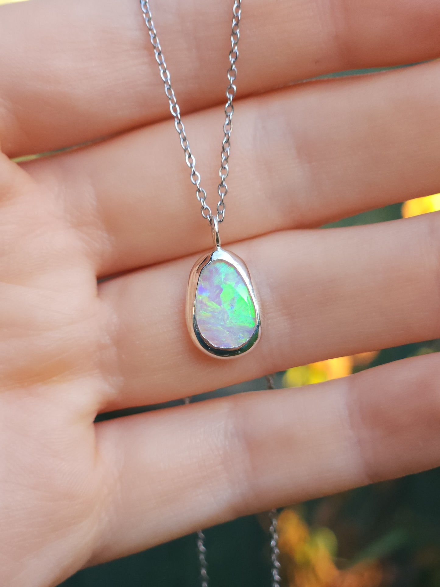 LUMINOUS | Solid Coober Pedy Opal pendant / Australian opal necklace / solid crystal opal / blue opal necklace