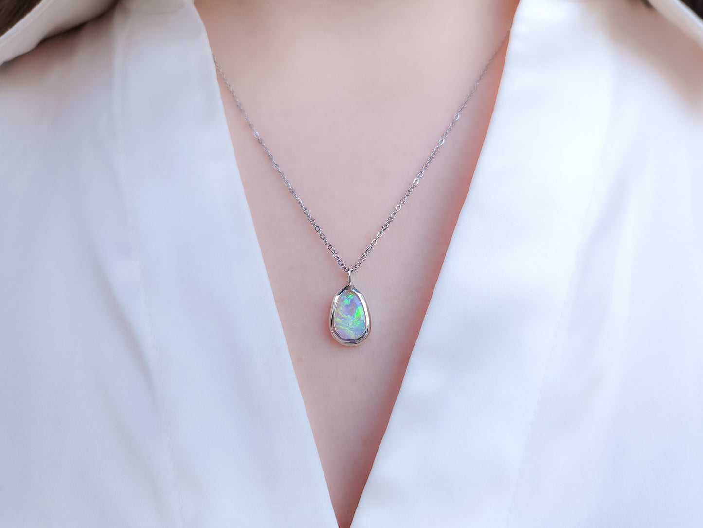 LUMINOUS | Solid Coober Pedy Opal pendant / Australian opal necklace / solid crystal opal / blue opal necklace